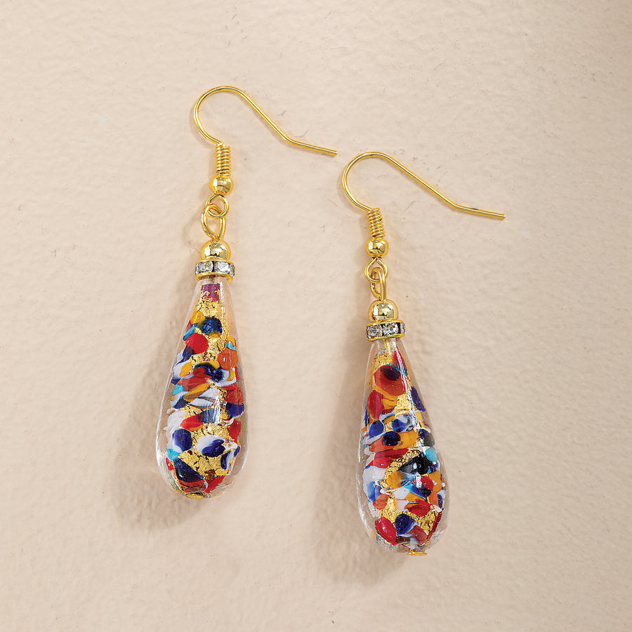 Murano Glass Speckled Teardrop Earrings