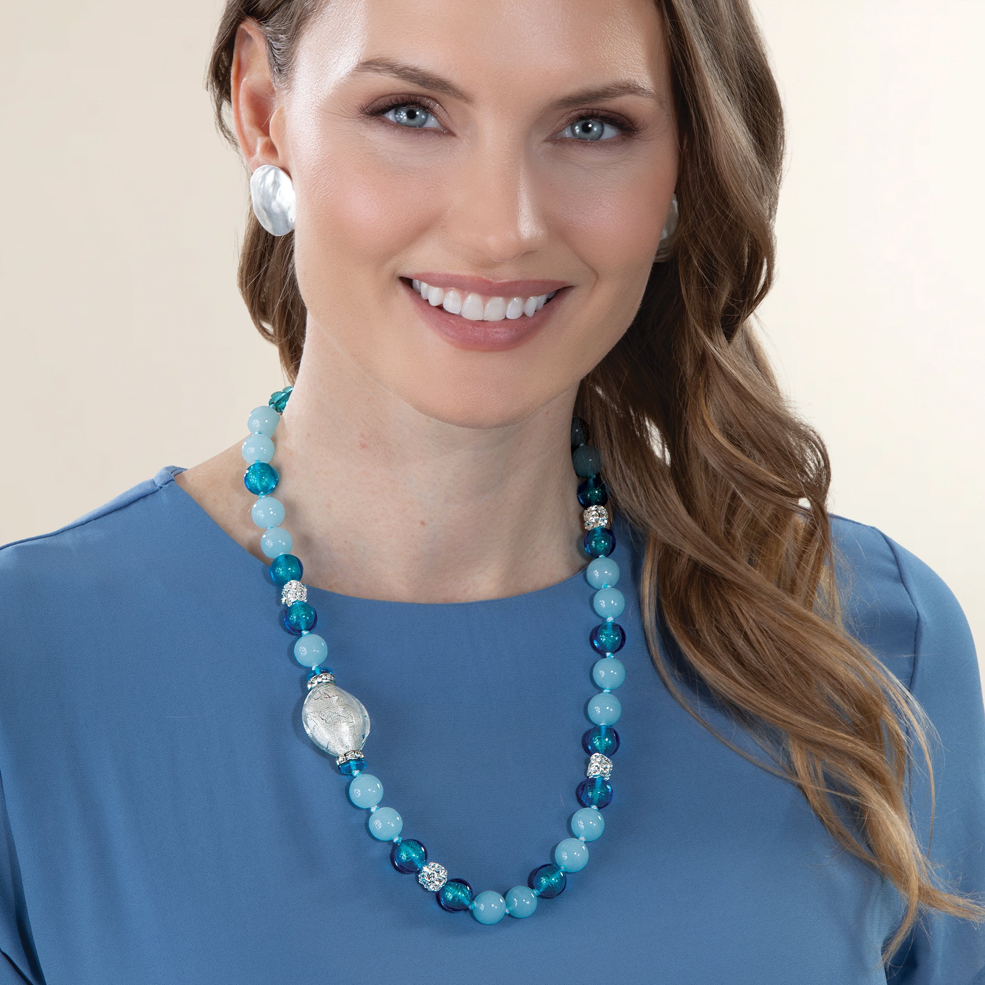 Murano Glass Bold in Blue Beaded Necklace