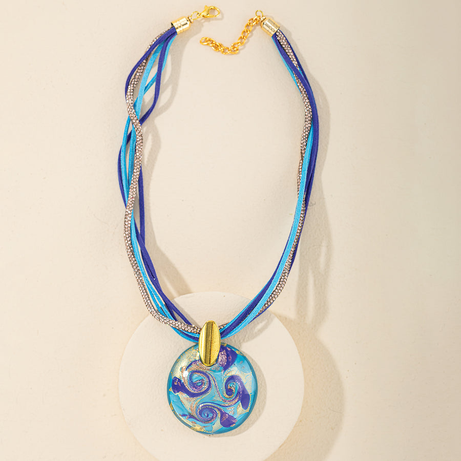 Murano Glass Bold in Blue Turquoise-Hued Necklace