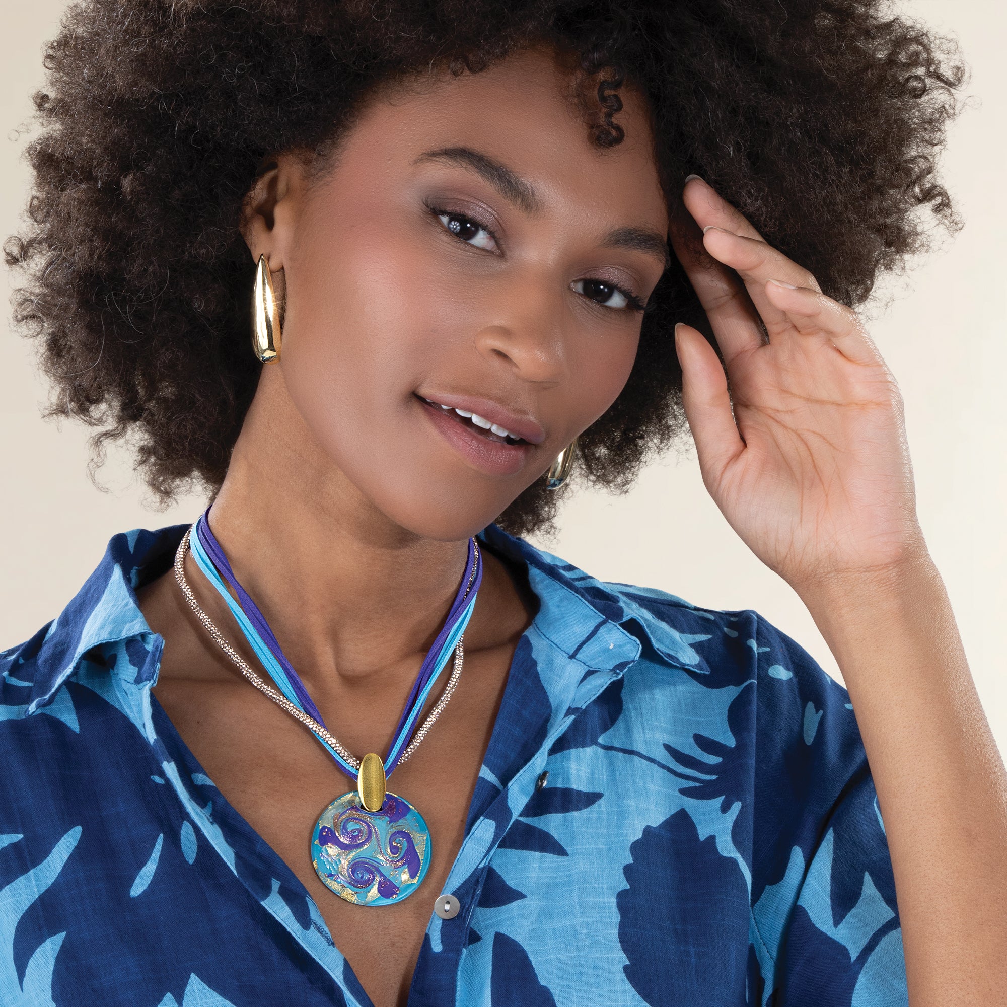 Murano Glass Bold in Blue Turquoise-Hued Necklace