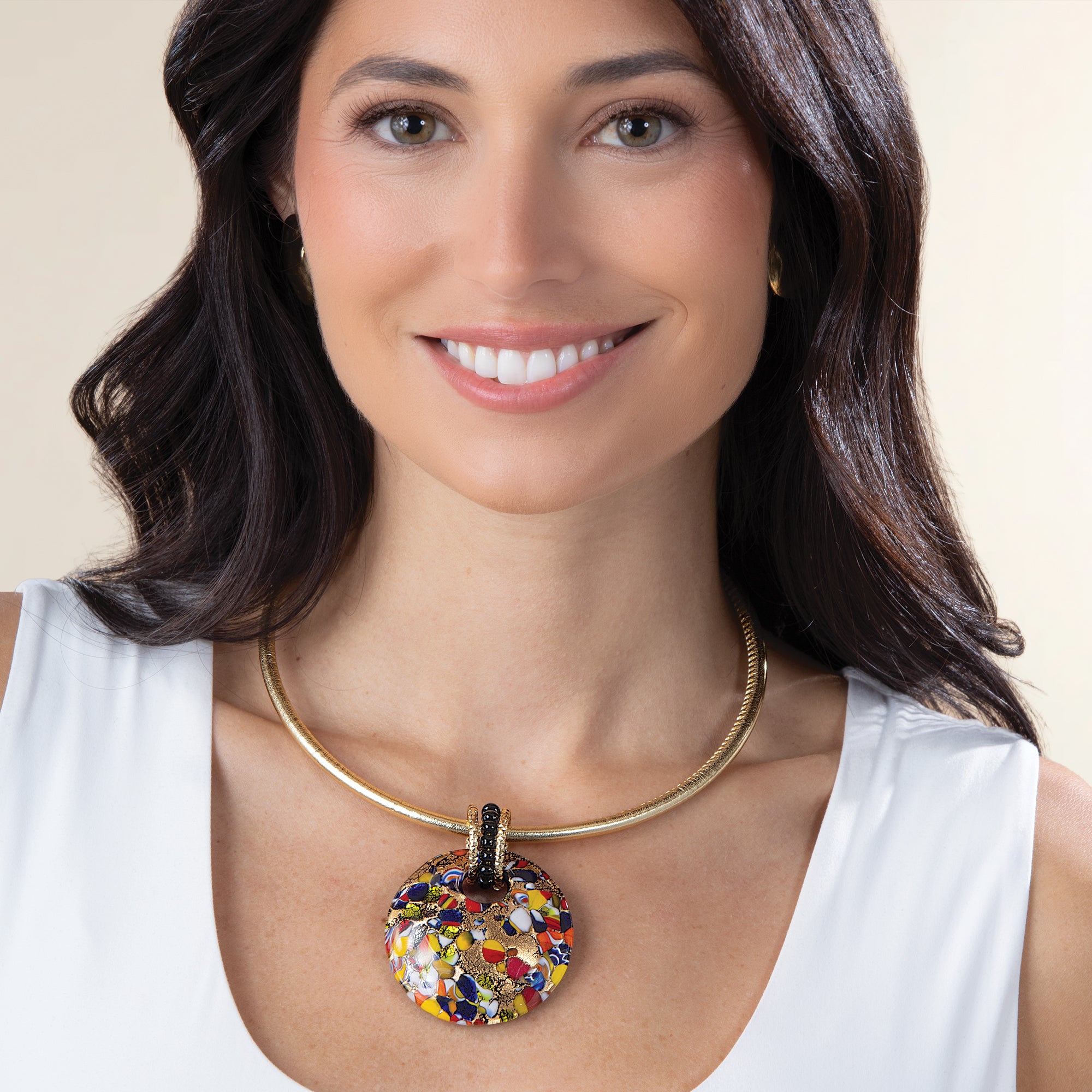 Murano Glass Marvelous Mosaic Statement Pendant Necklace (Preorder)