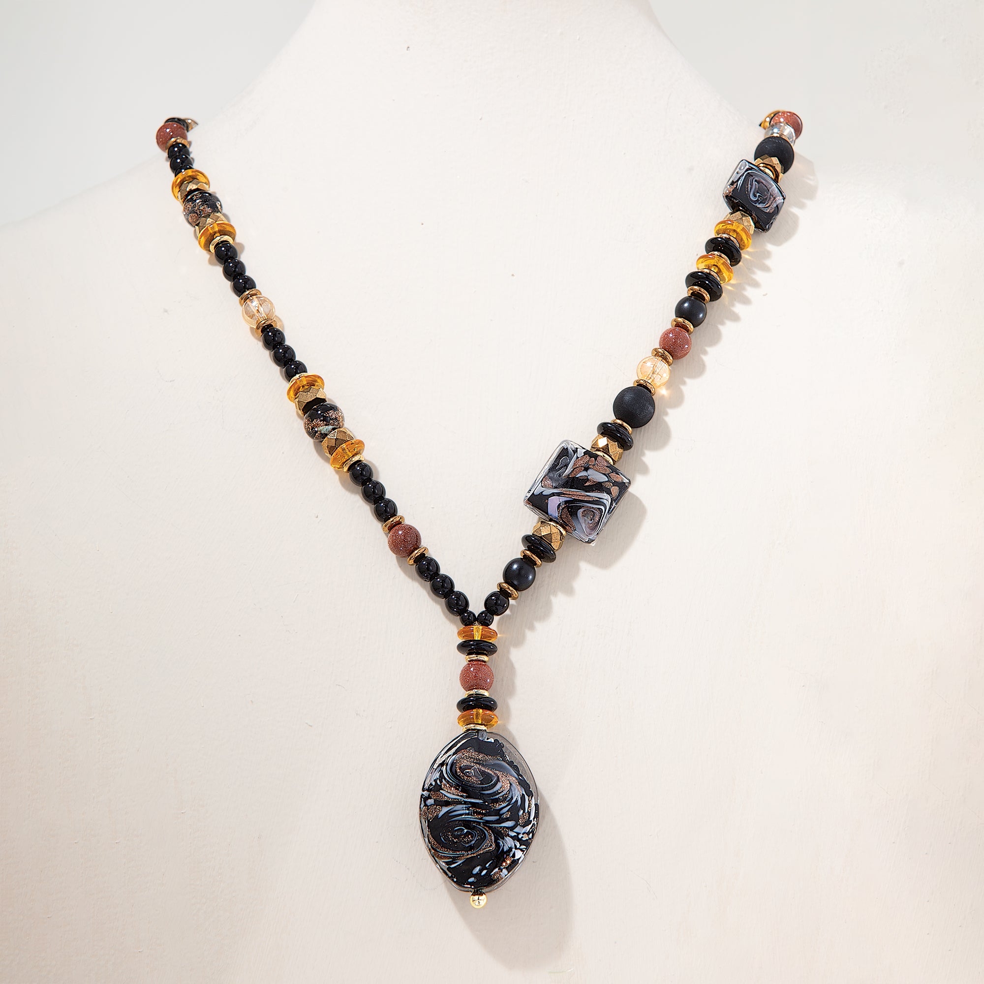 Murano Glass Golden Traditions Pendant Necklace (Preorder)