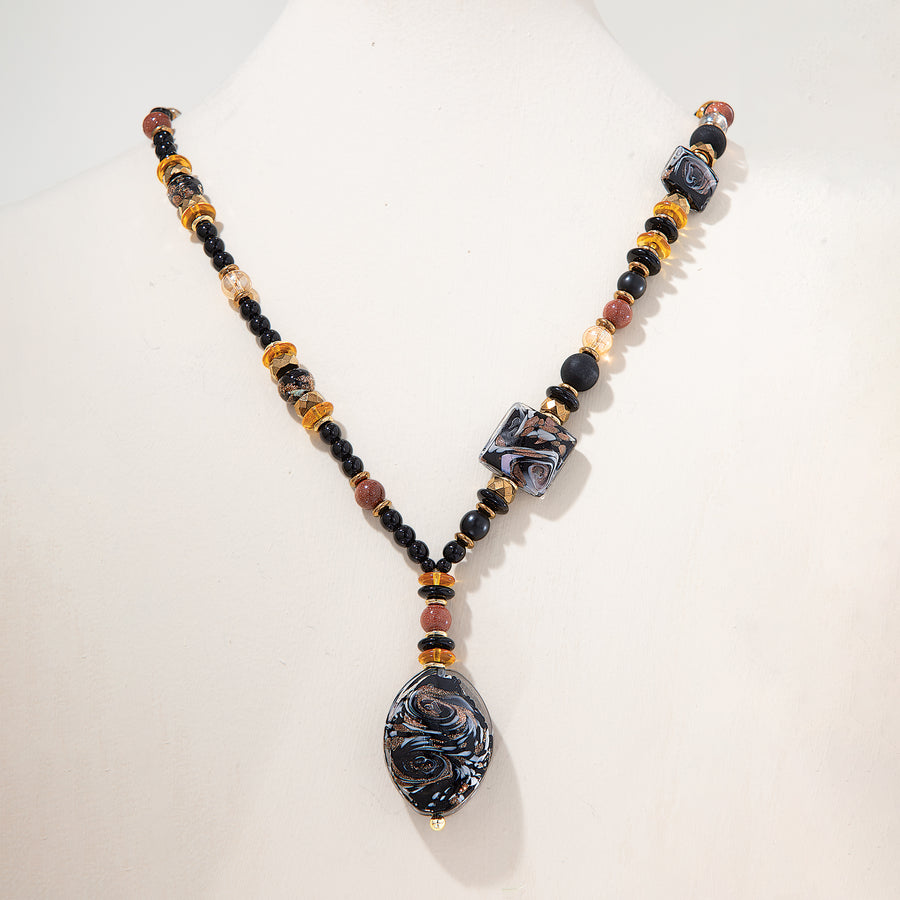 Murano Glass Golden Traditions Pendant Necklace (Preorder)