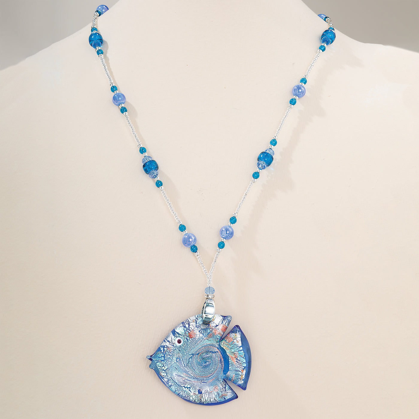 Murano Glass Fishing For Compliments Pendant Necklace