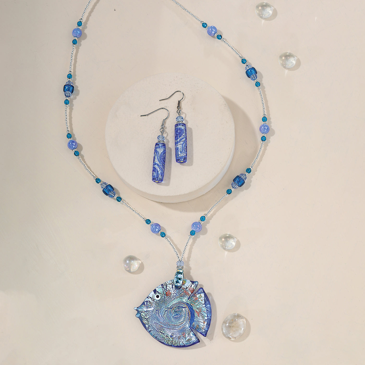 Murano Glass Fishing For Compliments Pendant Necklace