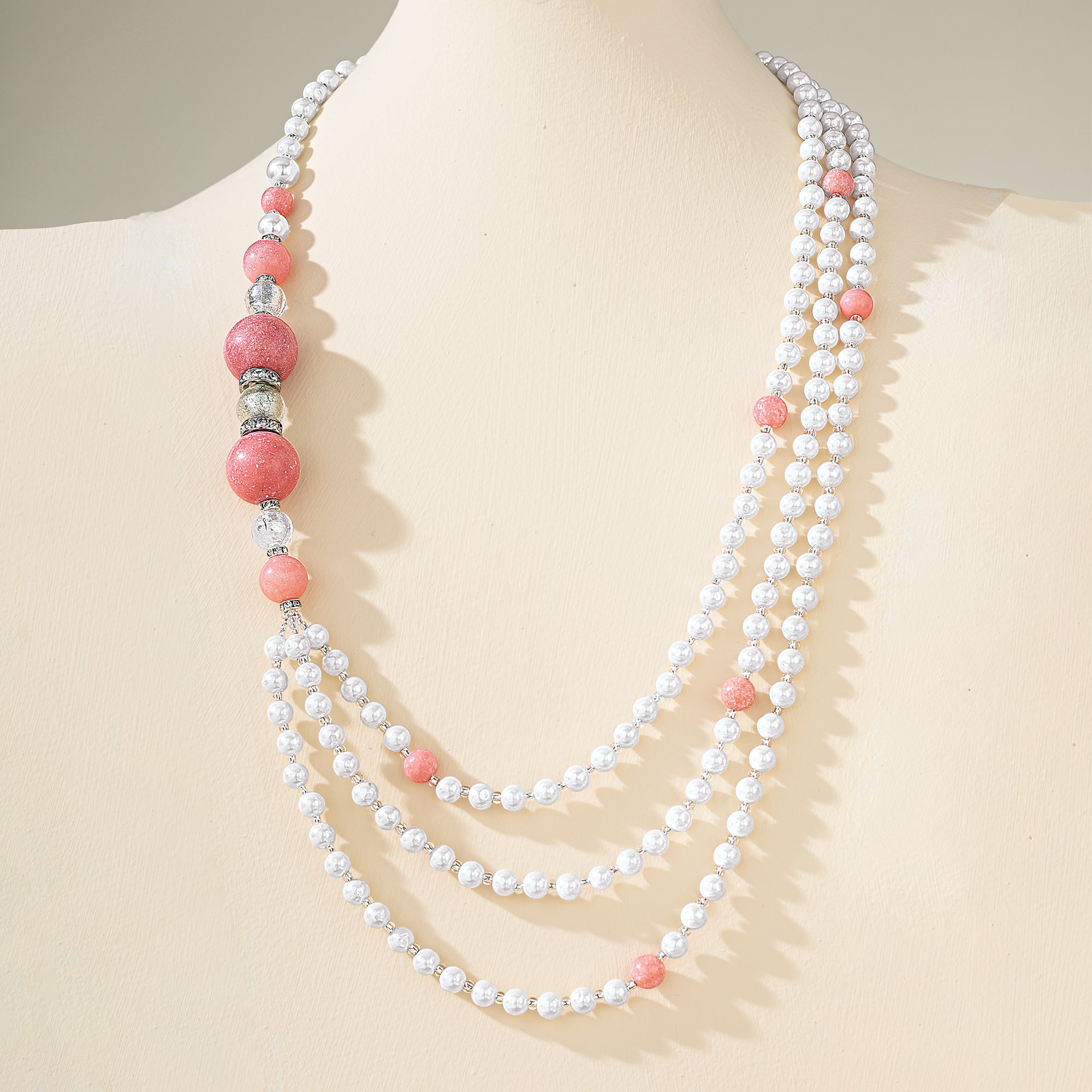 Murano Glass Quartz & Pearl Necklace