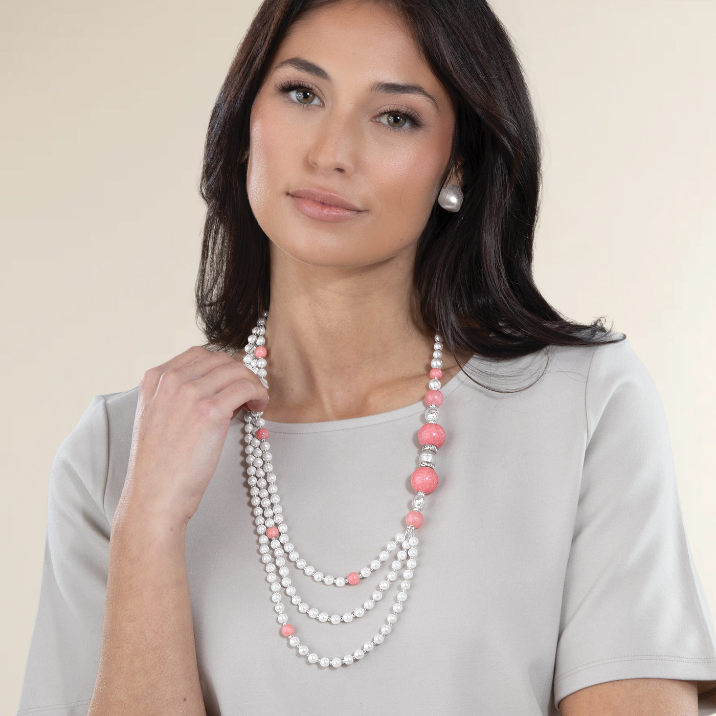 Murano Glass Quartz & Pearl Necklace