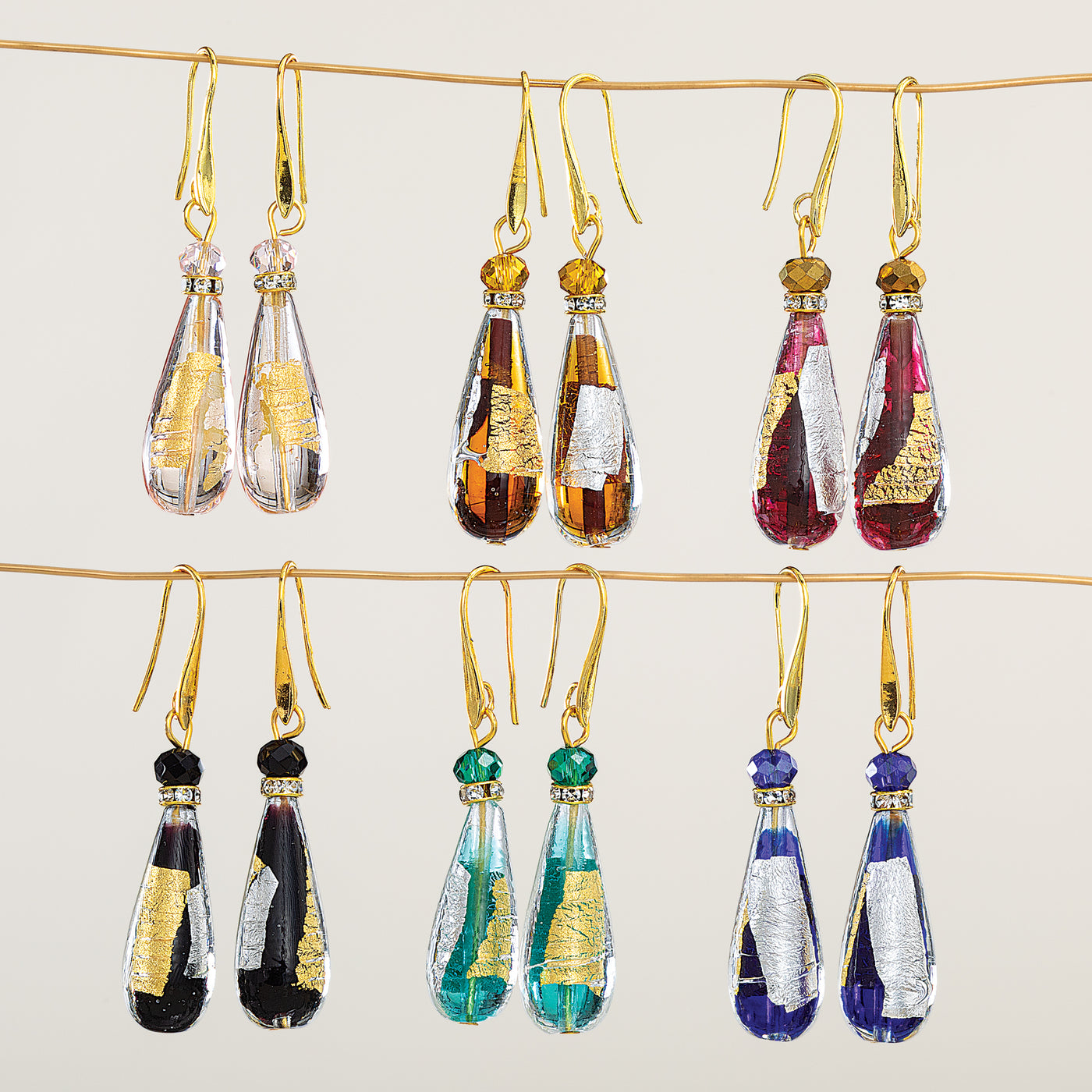 Red Murano Glass Luminous Teardrop Earrings