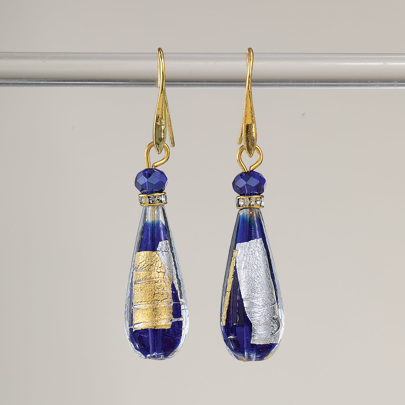 Blue Murano Glass Luminous Teardrop Earrings