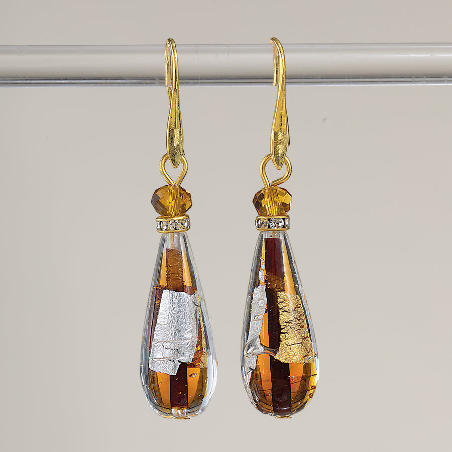 Topaz Murano Glass Luminous Teardrop Earrings