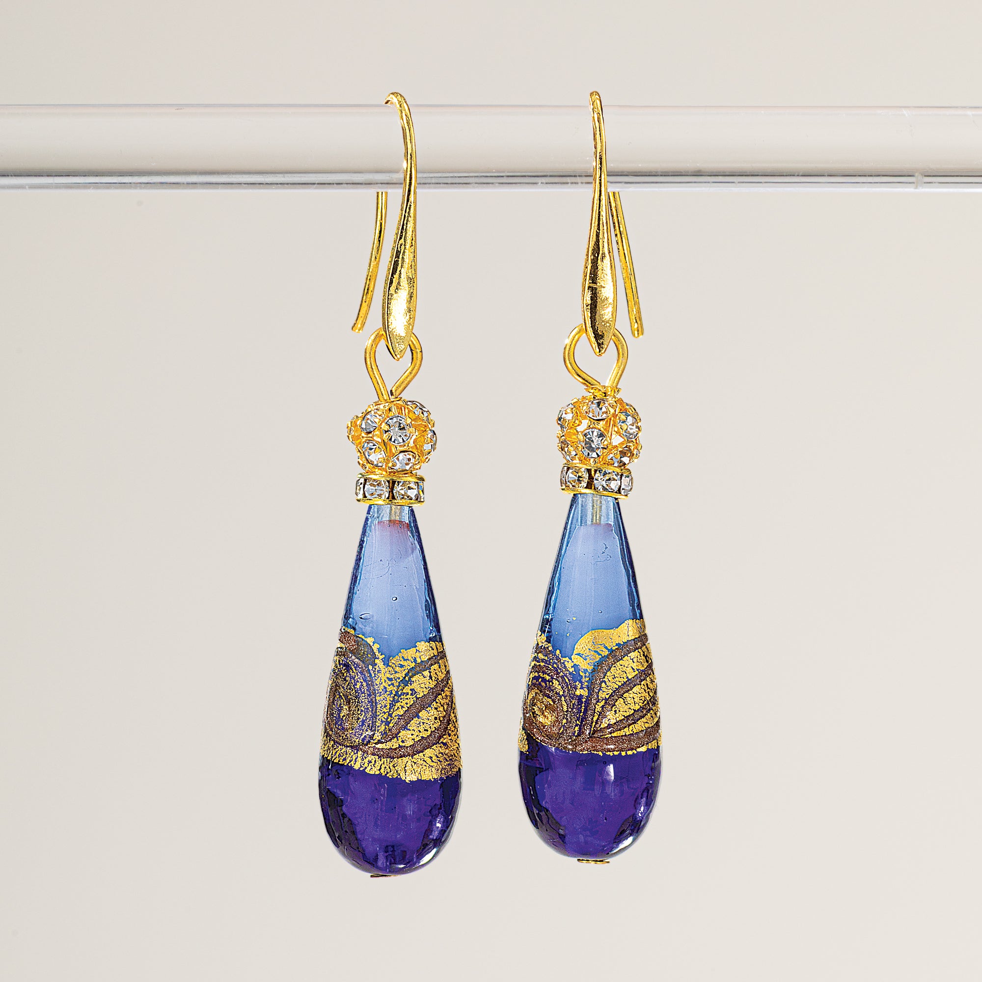 Murano Glass Blue Tonal Teardrop Earrings (Preorder)