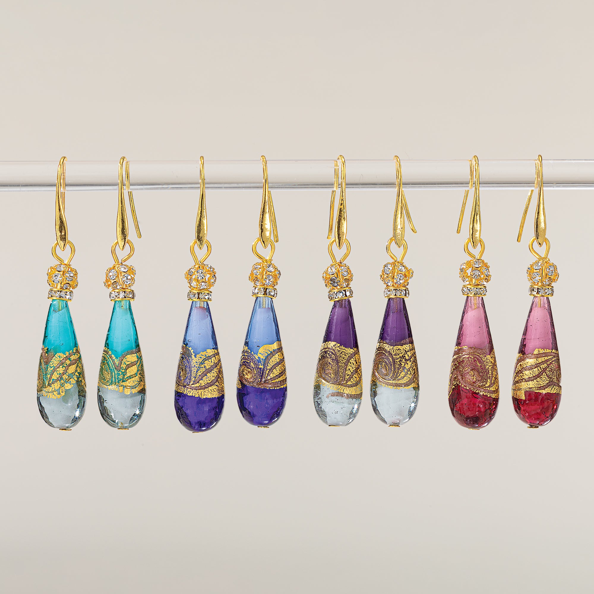 Murano Glass Pink Tonal Teardrop Earrings (Preorder)