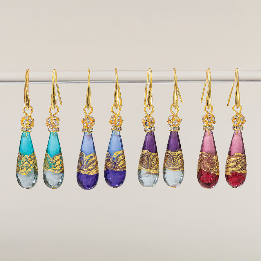 Murano Glass Pink Tonal Teardrop Earrings (Preorder)