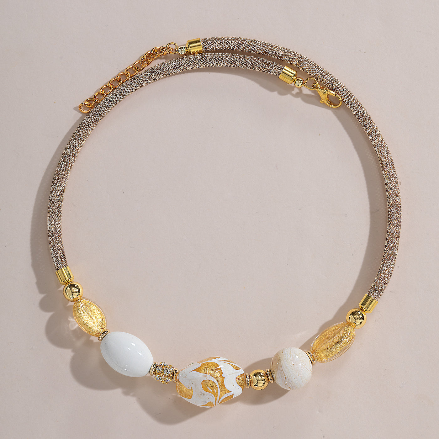 Murano Glass Ivory Beaded Collar Necklace