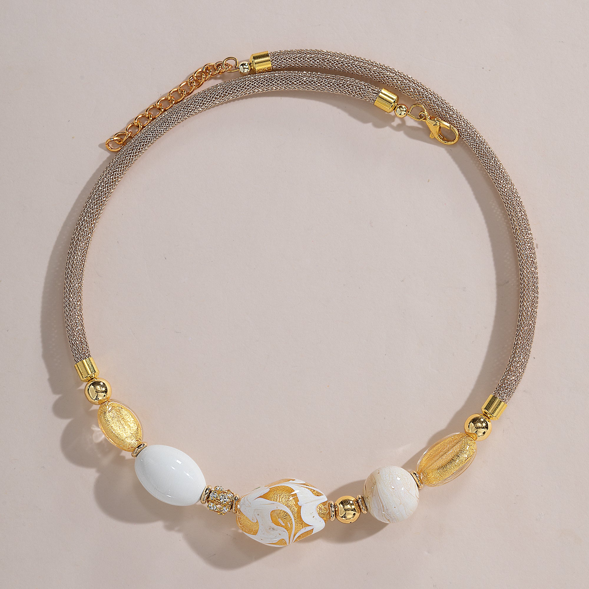 Murano Glass Ivory Beaded Collar Necklace