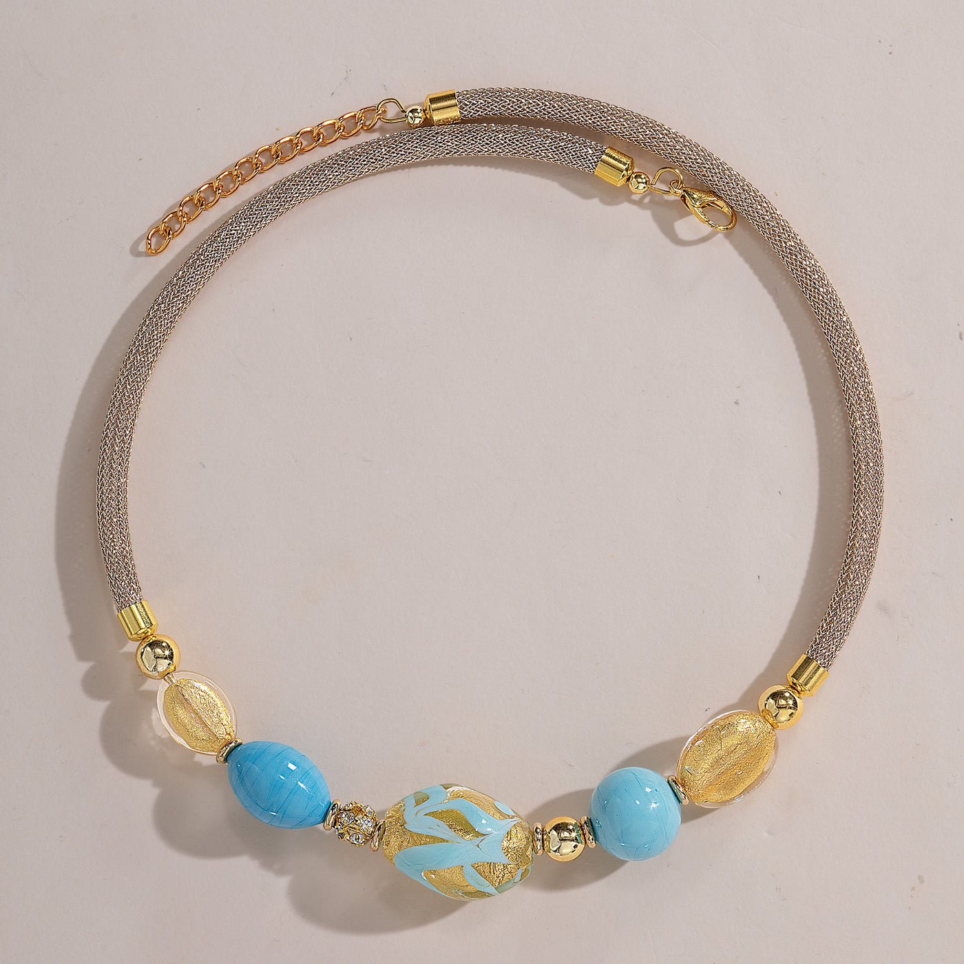 Murano Glass Turquoise Beaded Collar Necklace