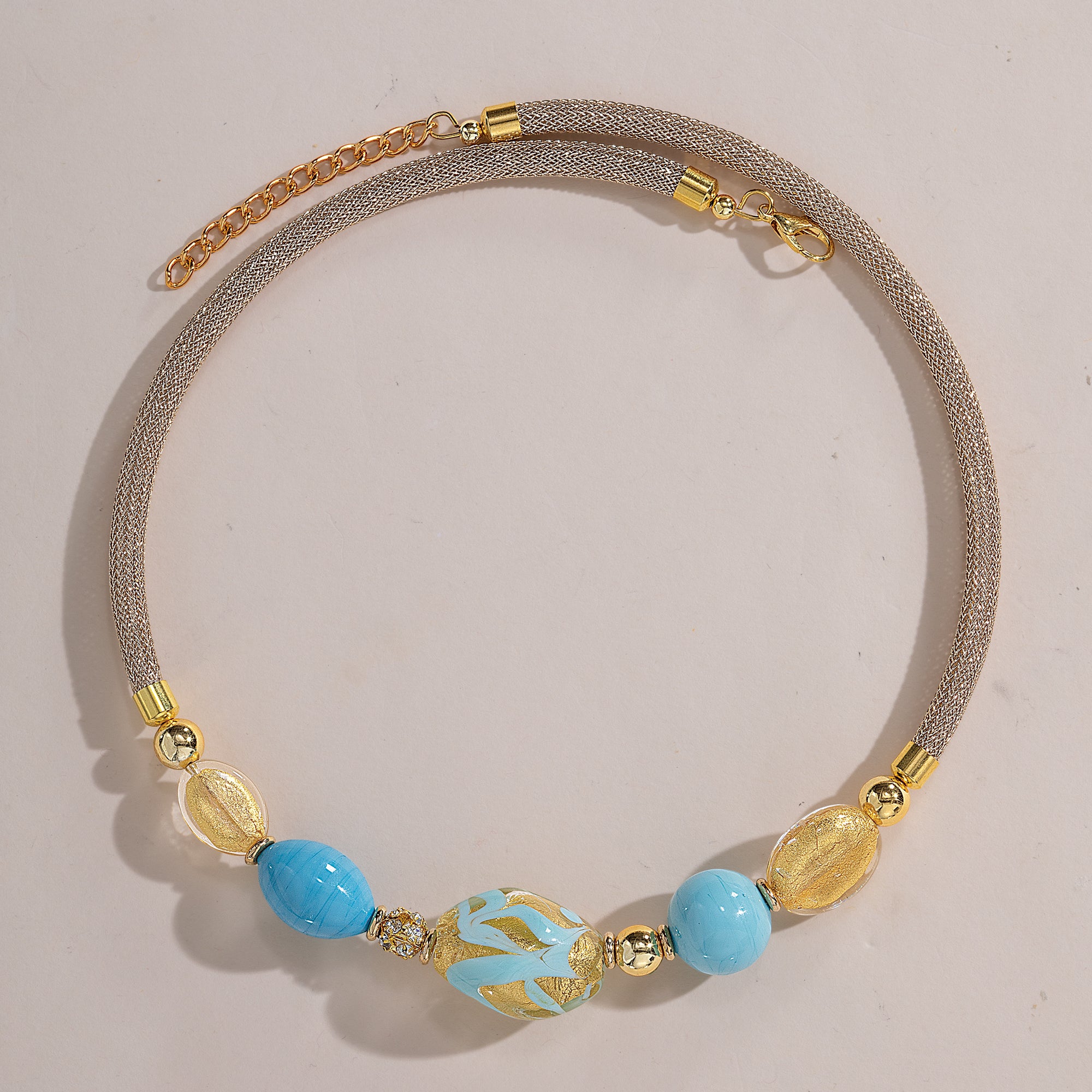 Murano Glass Turquoise Beaded Collar Necklace