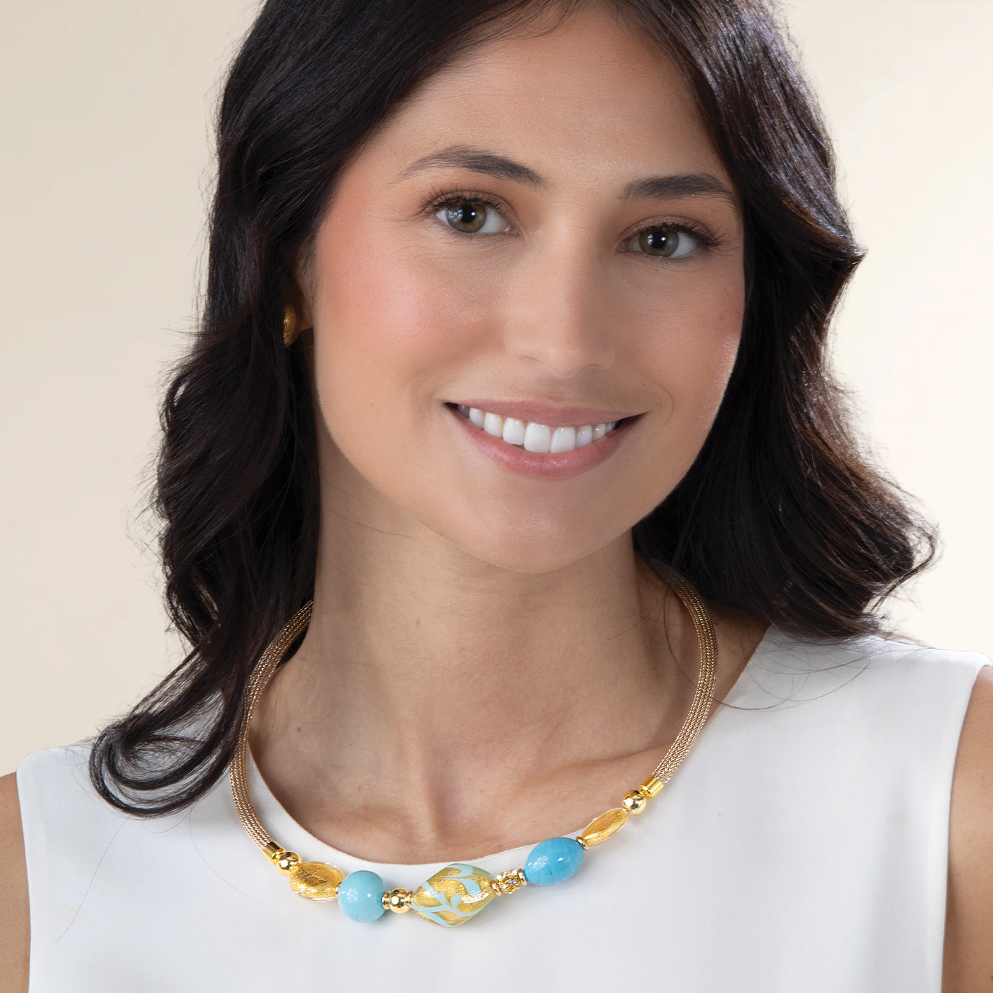 Murano Glass Turquoise Beaded Collar Necklace