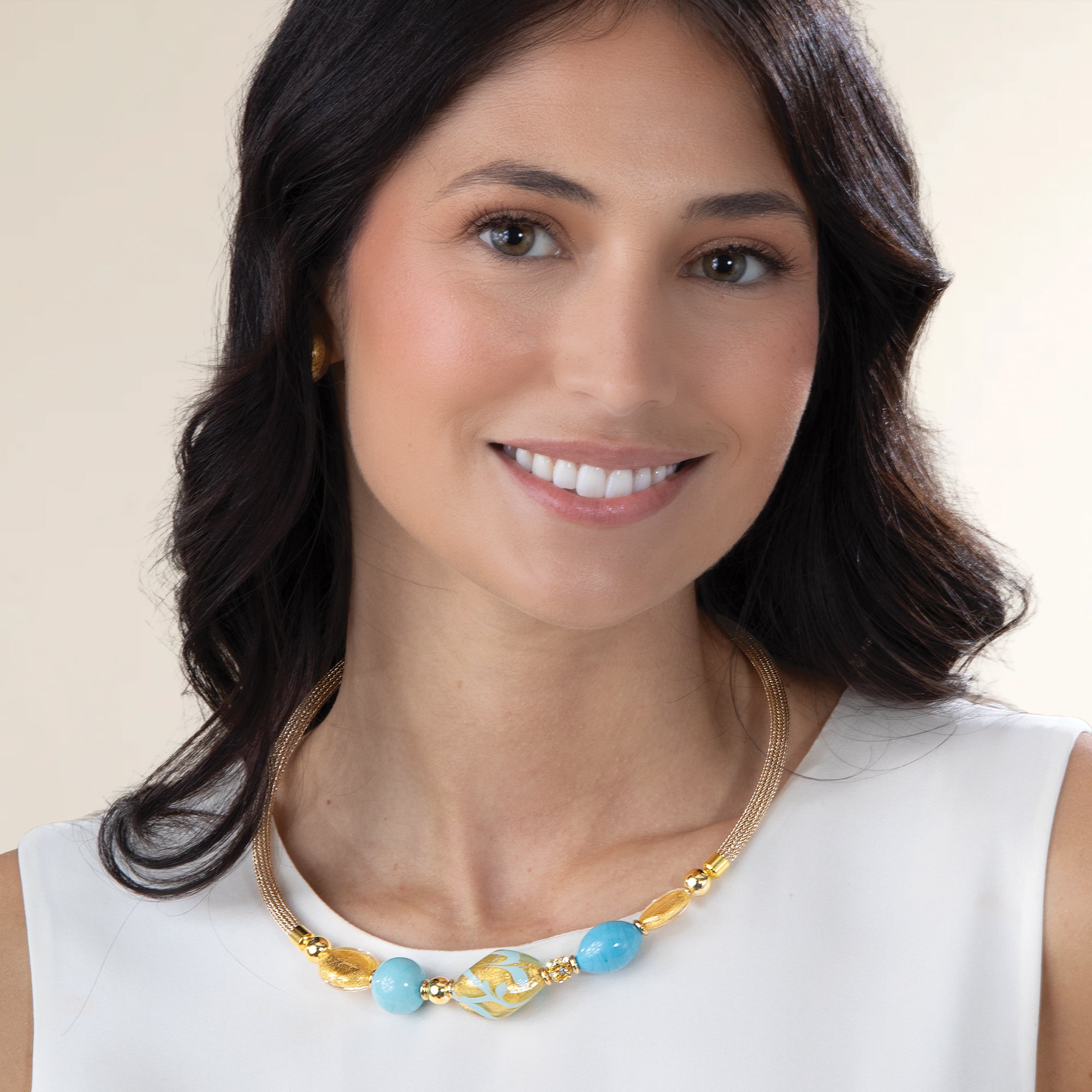 Murano Glass Turquoise Beaded Collar Necklace