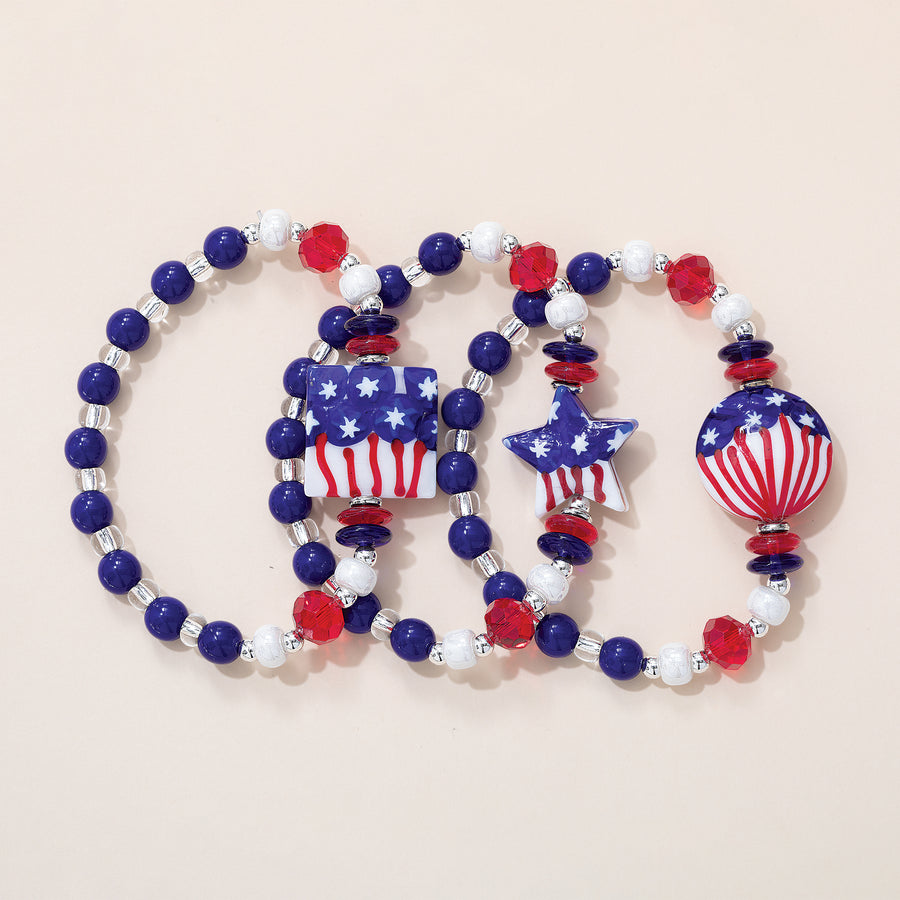 Murano Glass Pretty & Patriotic Bracelets Set of 3 (Preorder)