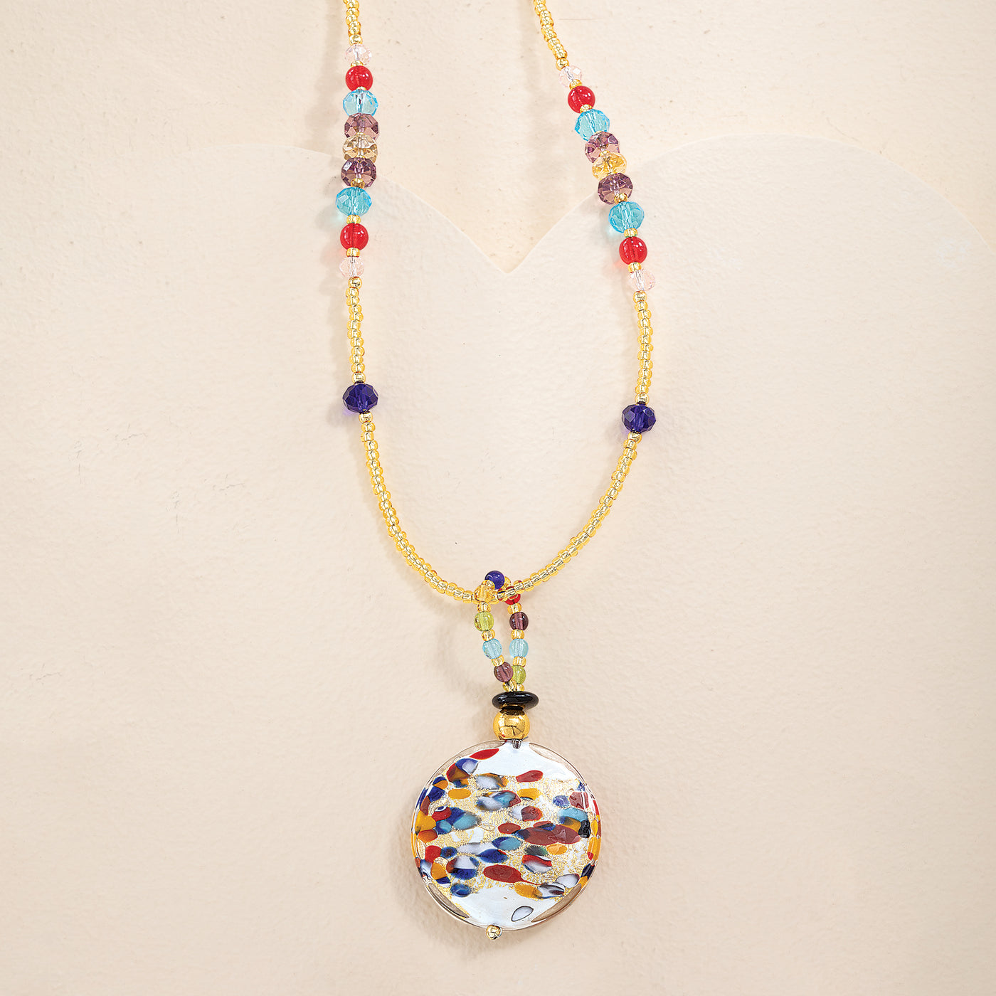Murano Glass Speckled Circle Pendant Necklace
