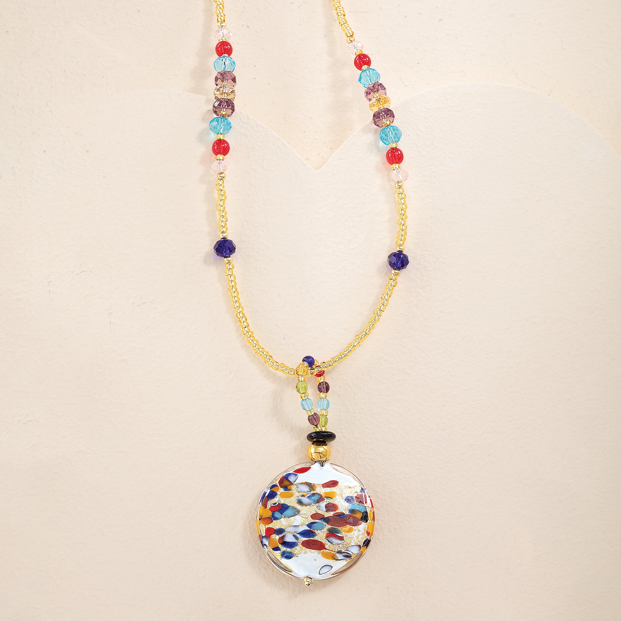 Murano Glass Speckled Circle Pendant Necklace