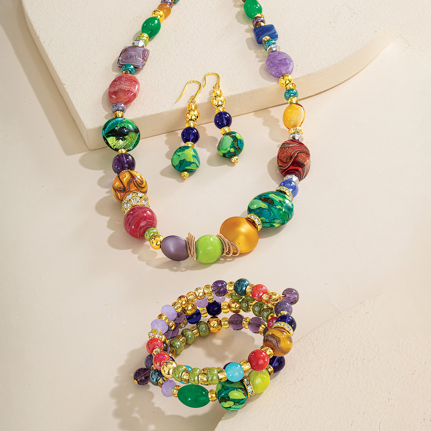 Murano Glass Paradiso Beaded Coil Bracelet