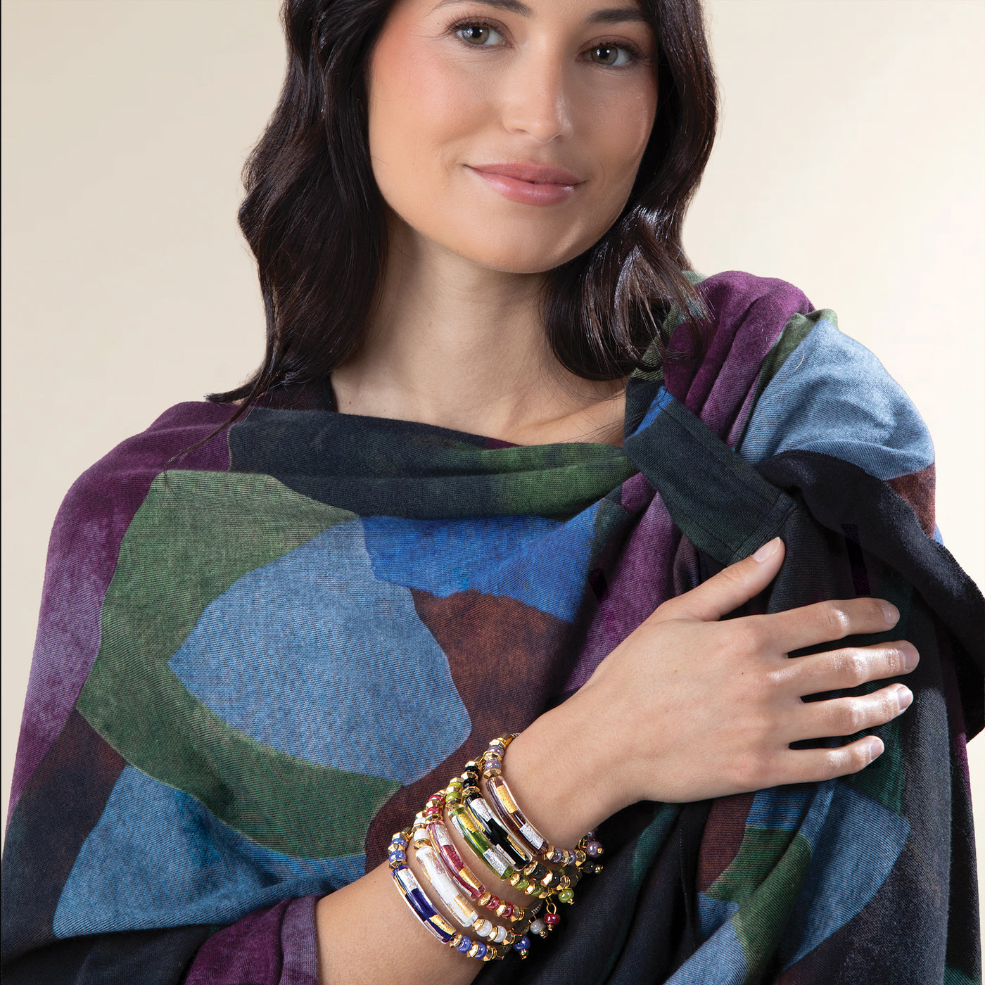 Murano Glass Creative Curve Black Bracelet (Preorder)