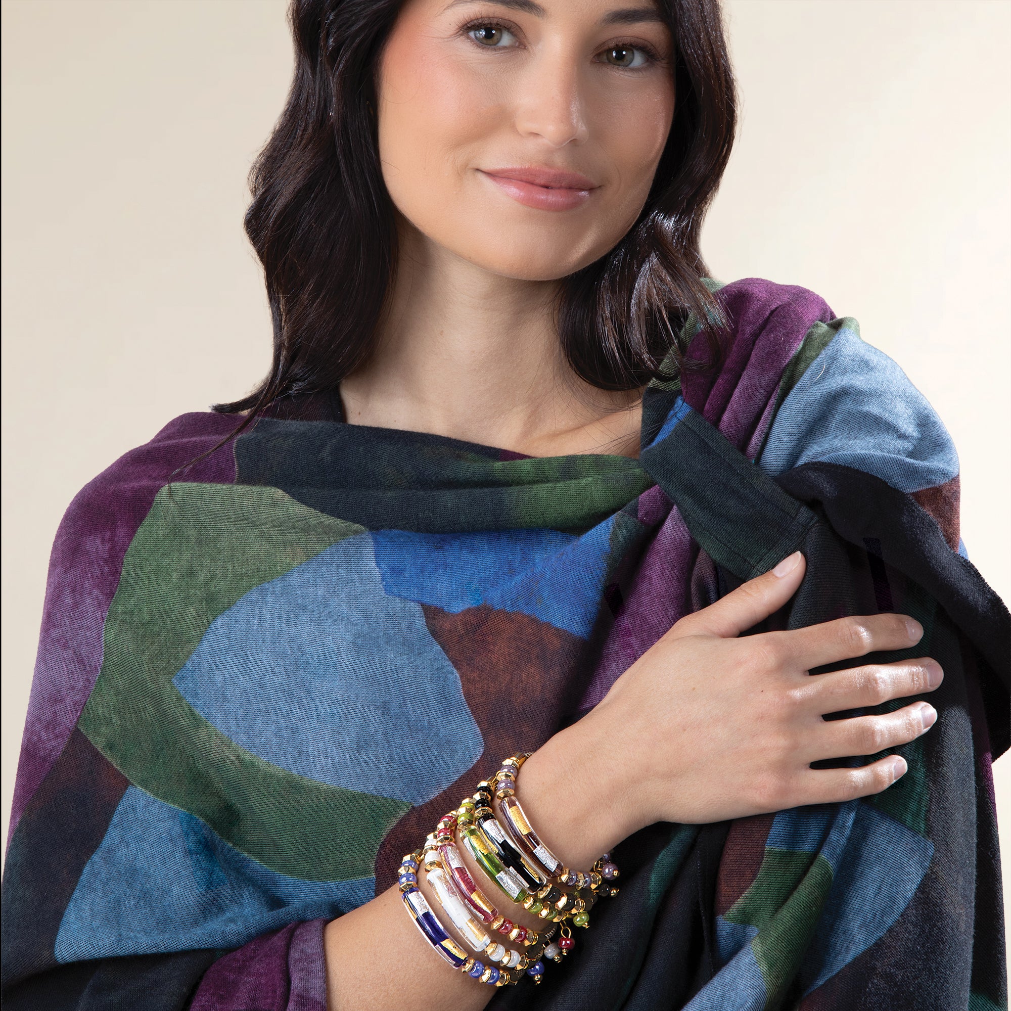 Murano Glass Creative Curve Black Bracelet (Preorder)