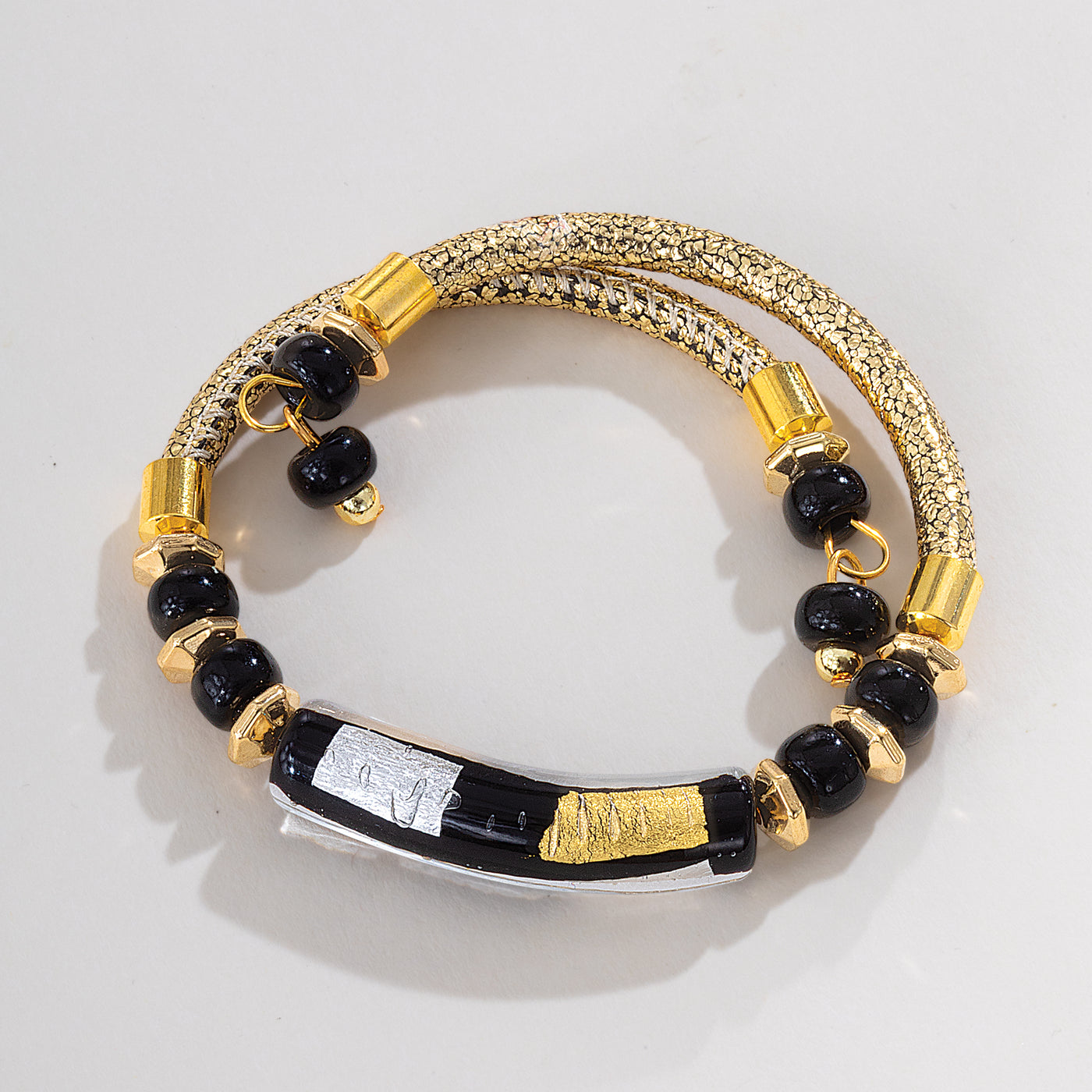 Murano Glass Creative Curve Black Bracelet (Preorder)