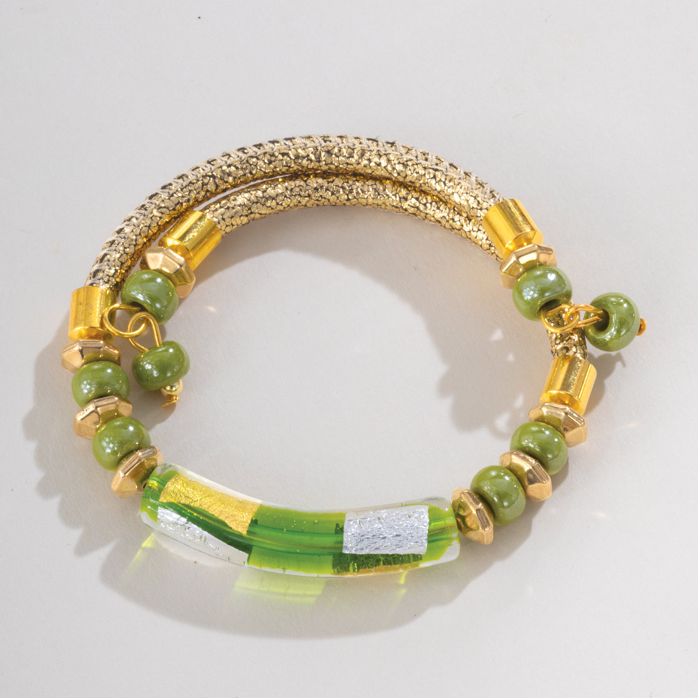 Murano Glass Creative Curve Green Bracelet (Preorder)