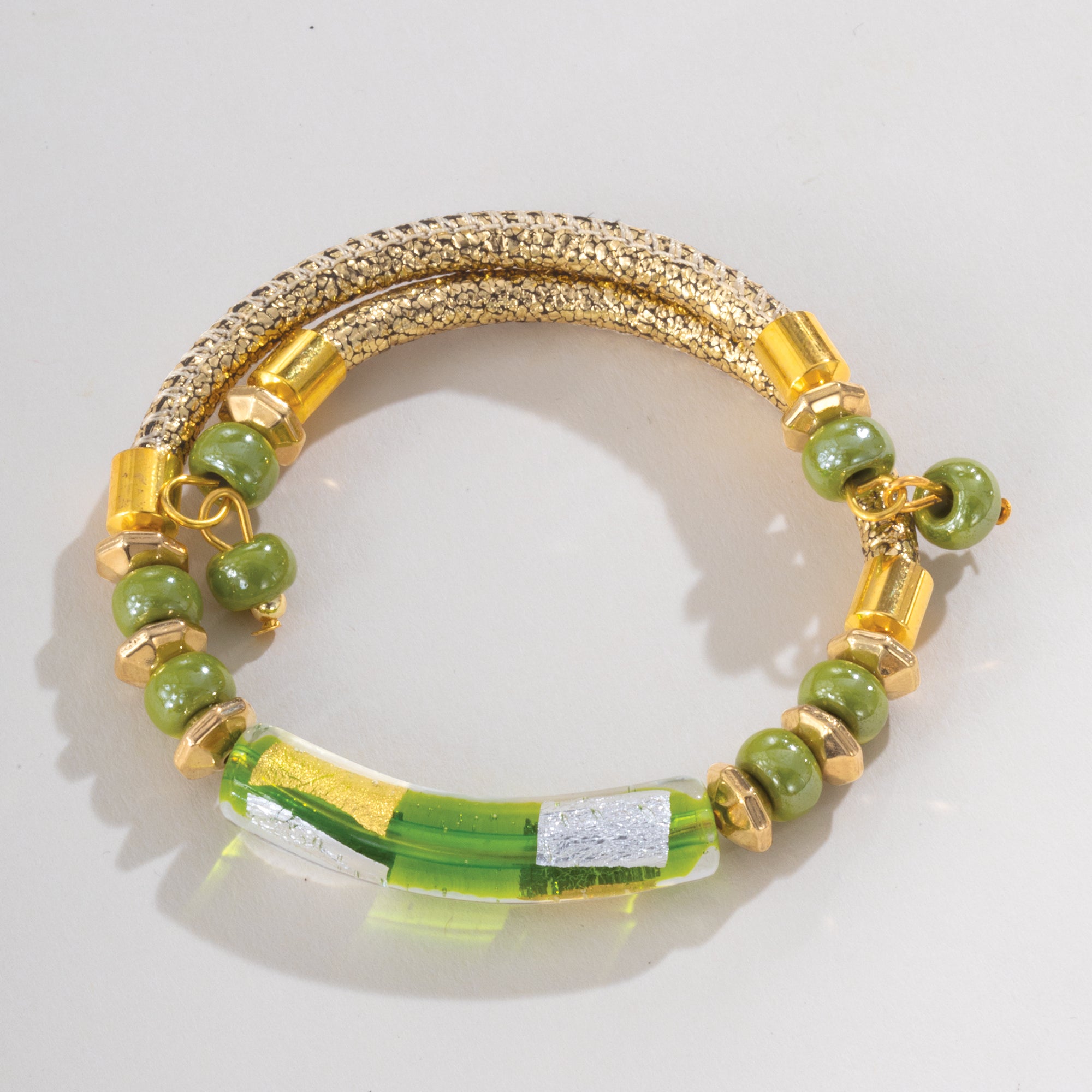 Murano Glass Creative Curve Green Bracelet (Preorder)