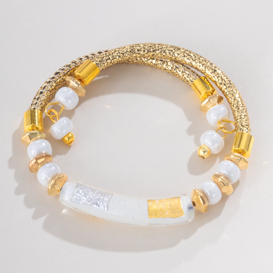 Murano Glass Creative Curve Ivory Bracelet (Preorder)