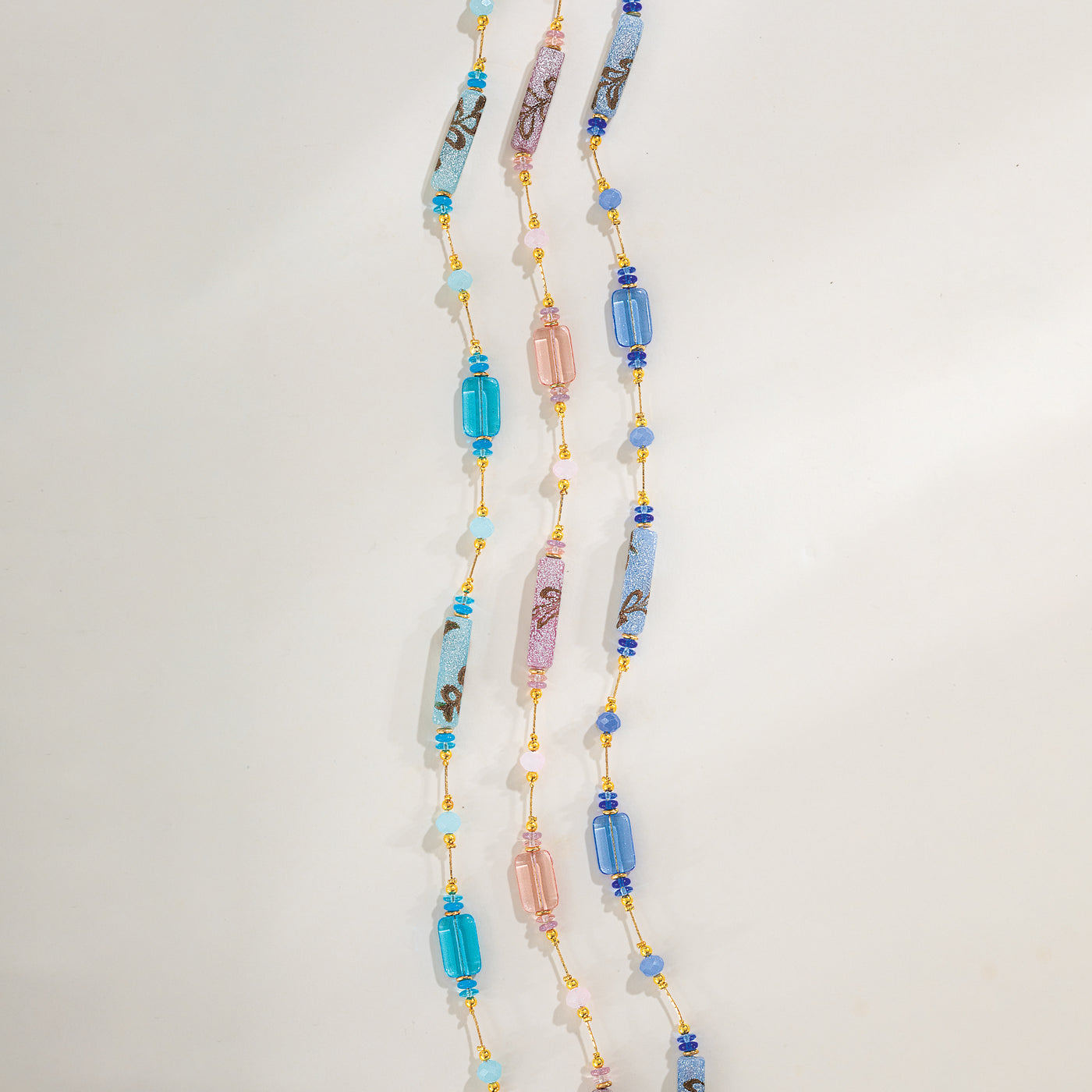 Murano Glass Turquoise & Gold Venetian Watercolor Necklace