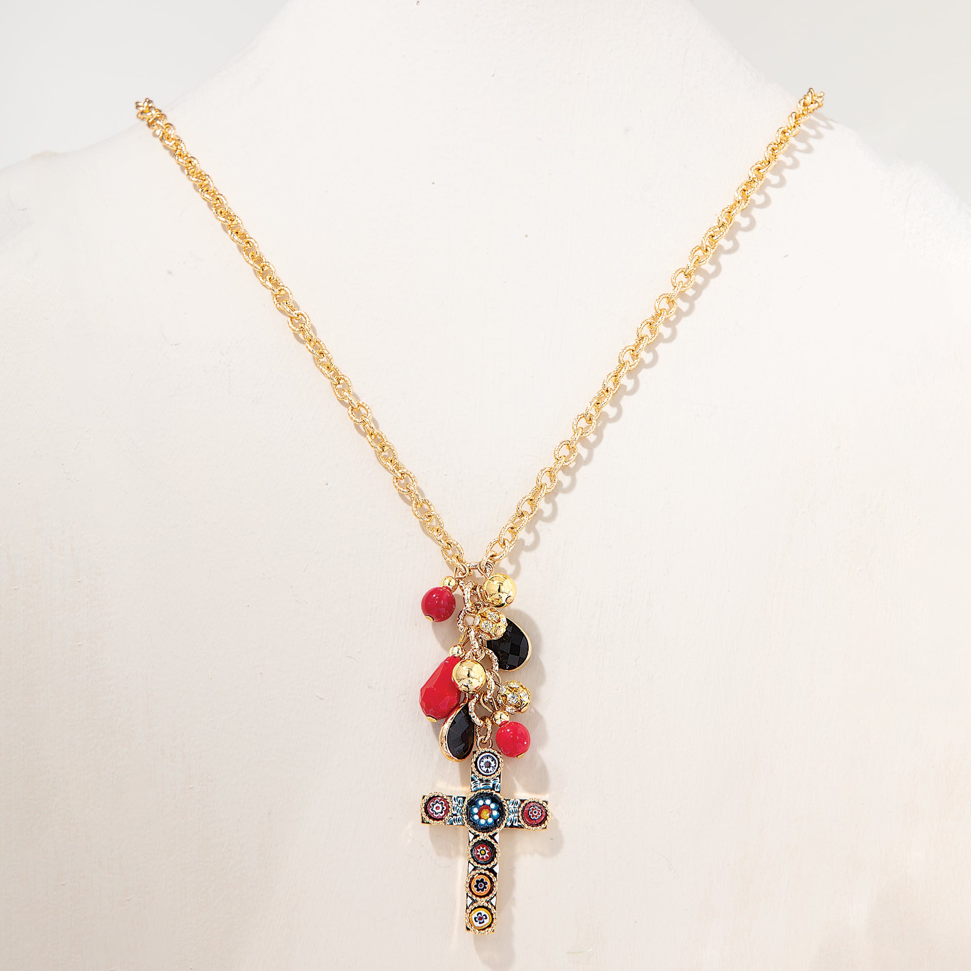 Murano Glass Florentine Mosaic Cross Necklace (Preorder)