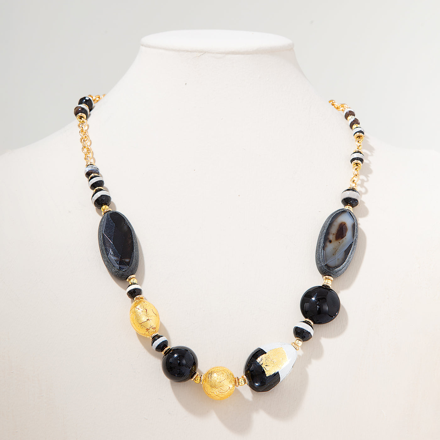 Murano Glass & Banded Agate Necklace (Preorder)