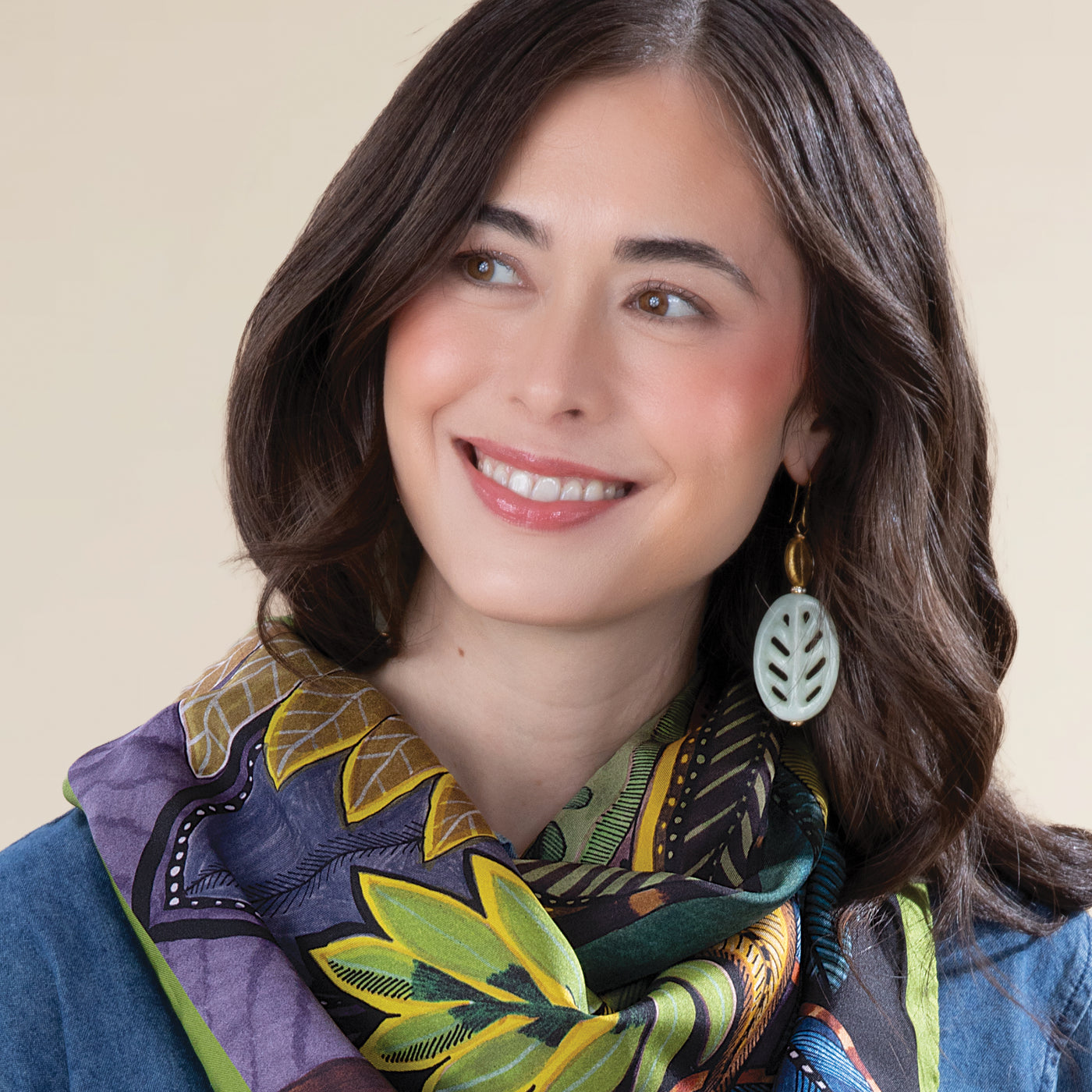 Murano Glass & Carved Jade Leaf Earrings (Preorder)