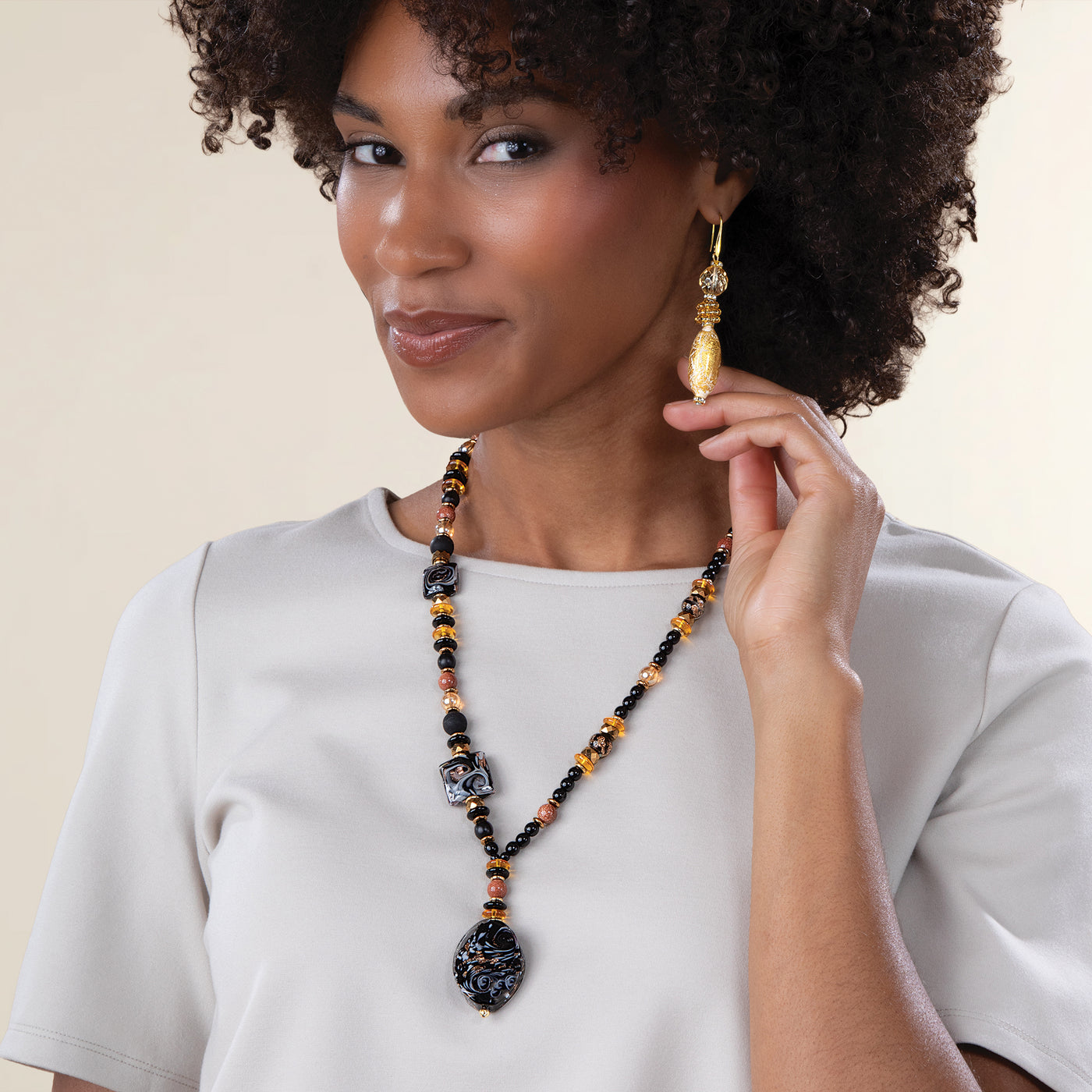 Murano Glass Golden Traditions Pendant Necklace (Preorder)