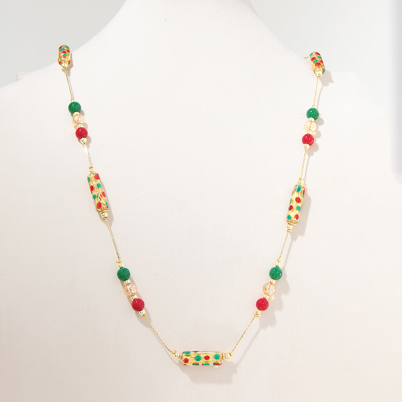 Murano Glass Merry Dots Christmas Necklace (Preorder)