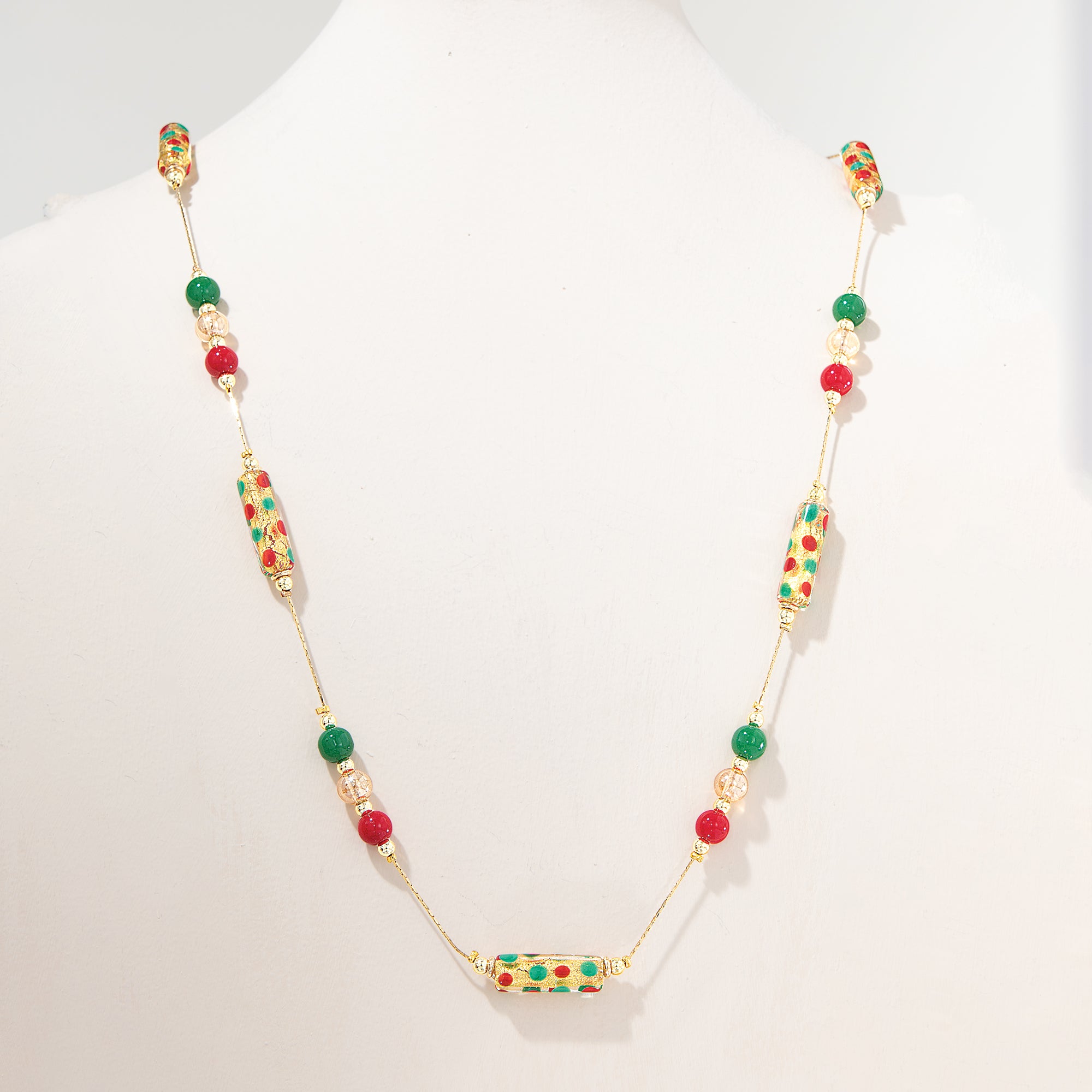 Murano Glass Merry Dots Christmas Necklace (Preorder)