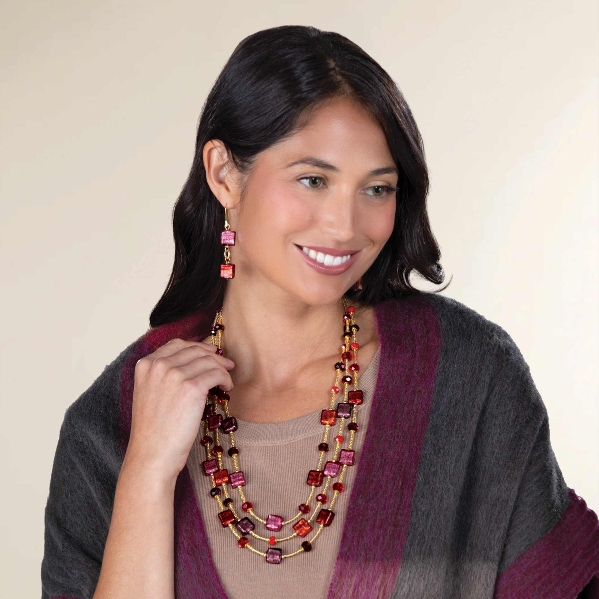Murano Glass Dusky Romance Multistrand Necklace (Preorder)