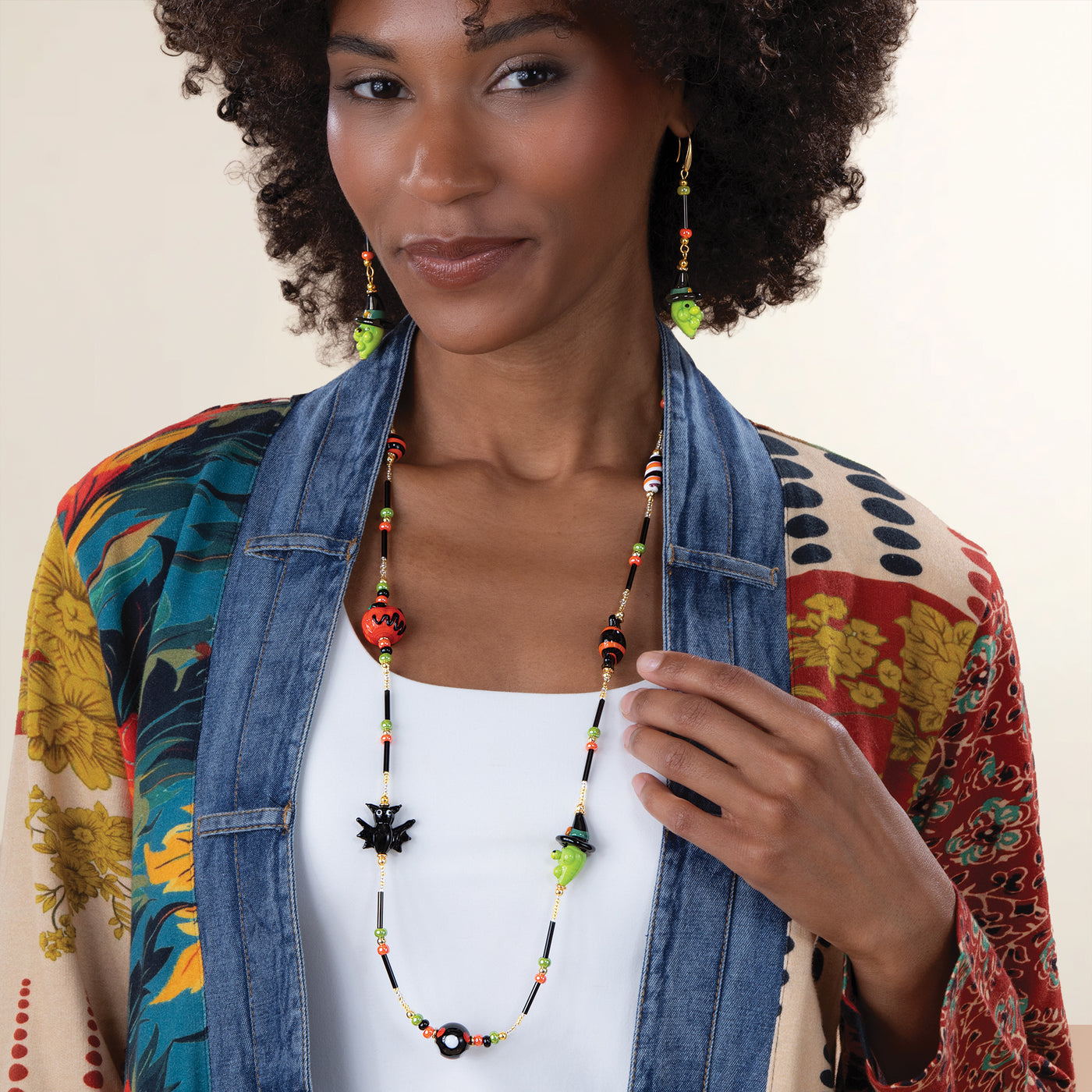 Murano Glass Spellbinding Spooky Stations Necklace (Preorder)