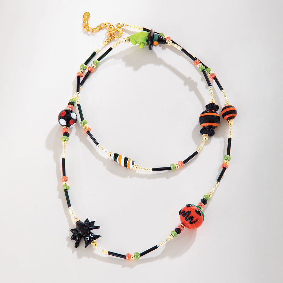 Murano Glass Spellbinding Spooky Stations Necklace (Preorder)