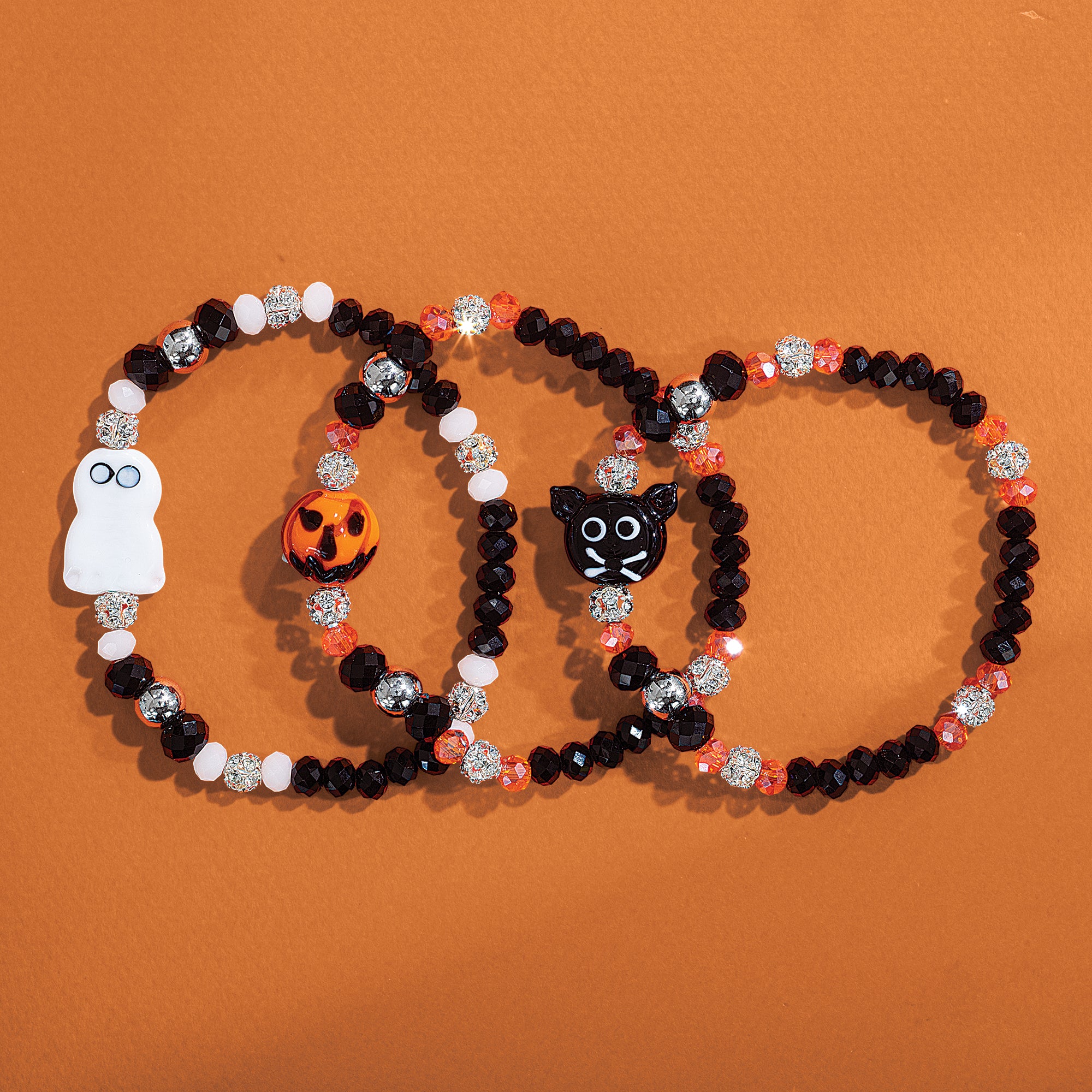 Murano Glass Halloween Bracelets, Set of 3 (Preorder)