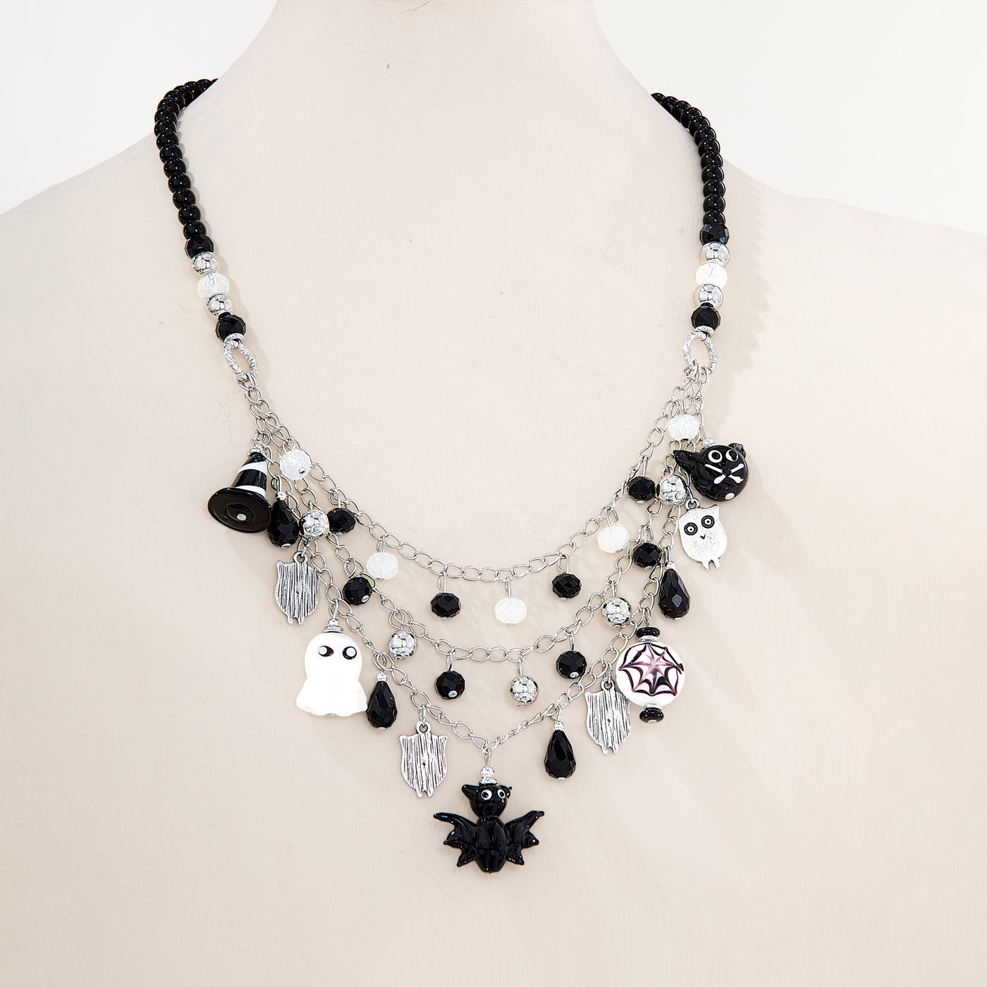 Murano Glass Frightfully Delightful Bead & Charm Bib Necklace (Preorder)