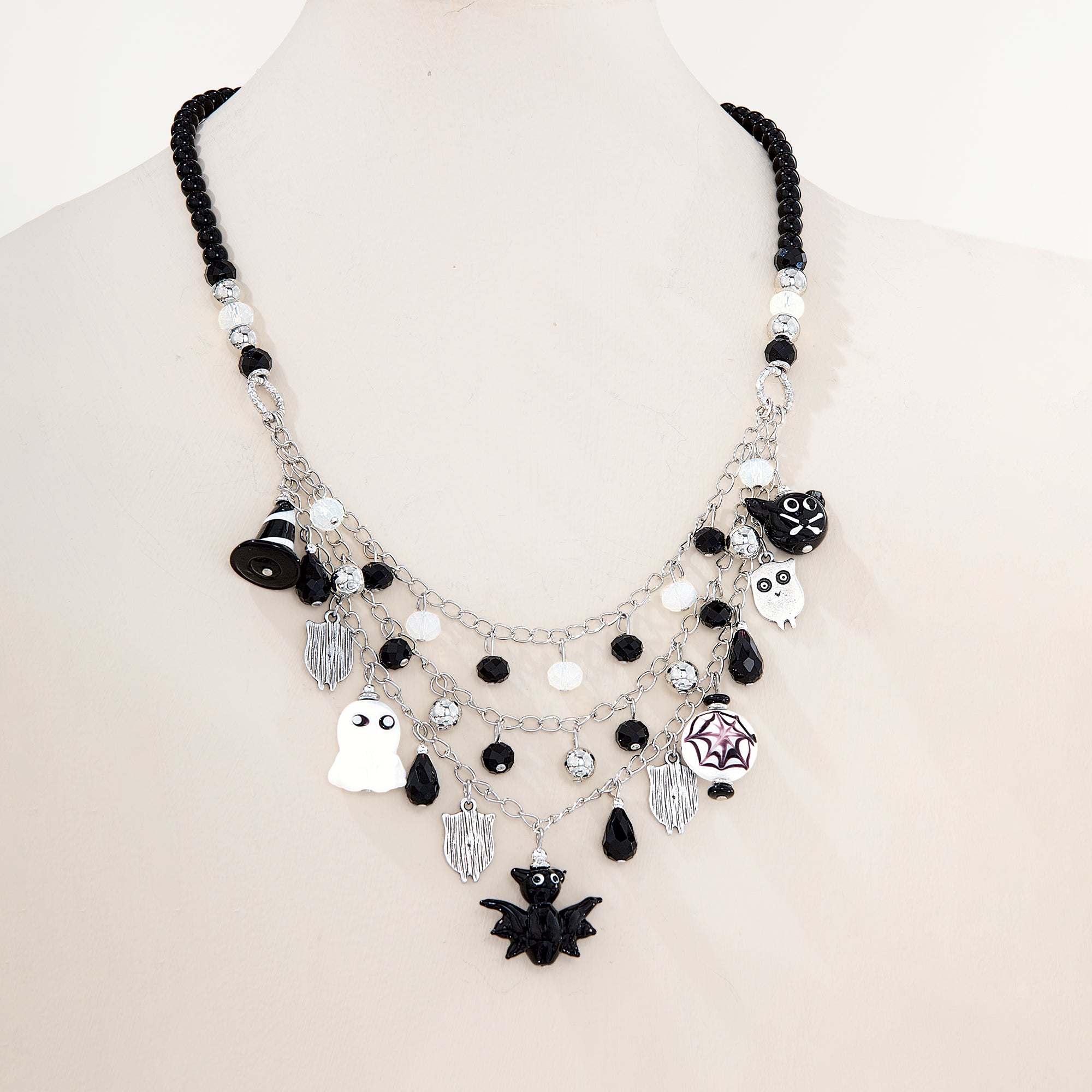 Murano Glass Frightfully Delightful Bead & Charm Bib Necklace (Preorder)