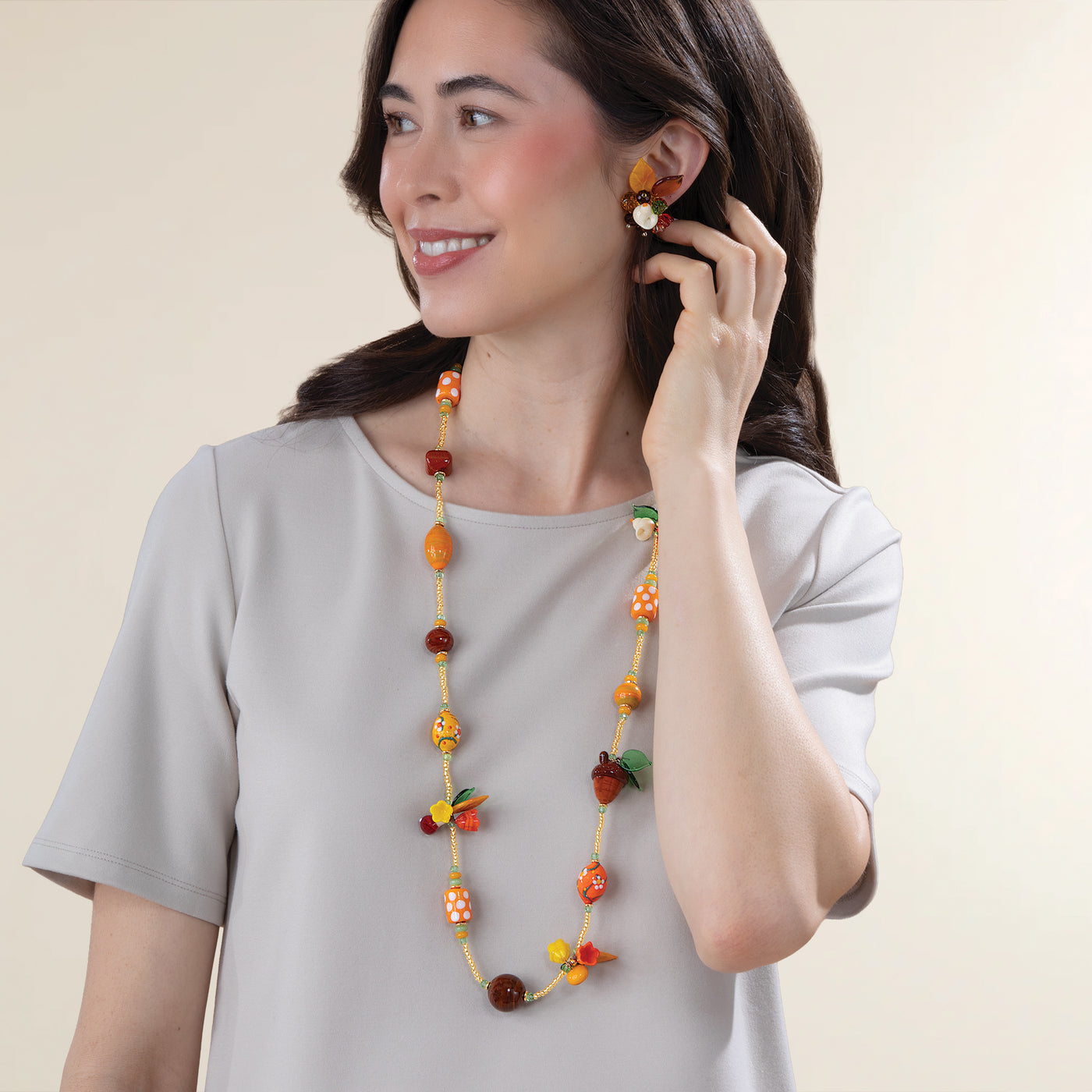 Murano Glass Harvest Canopy Bouquet Statement Clip-On Earrings (Preorder)
