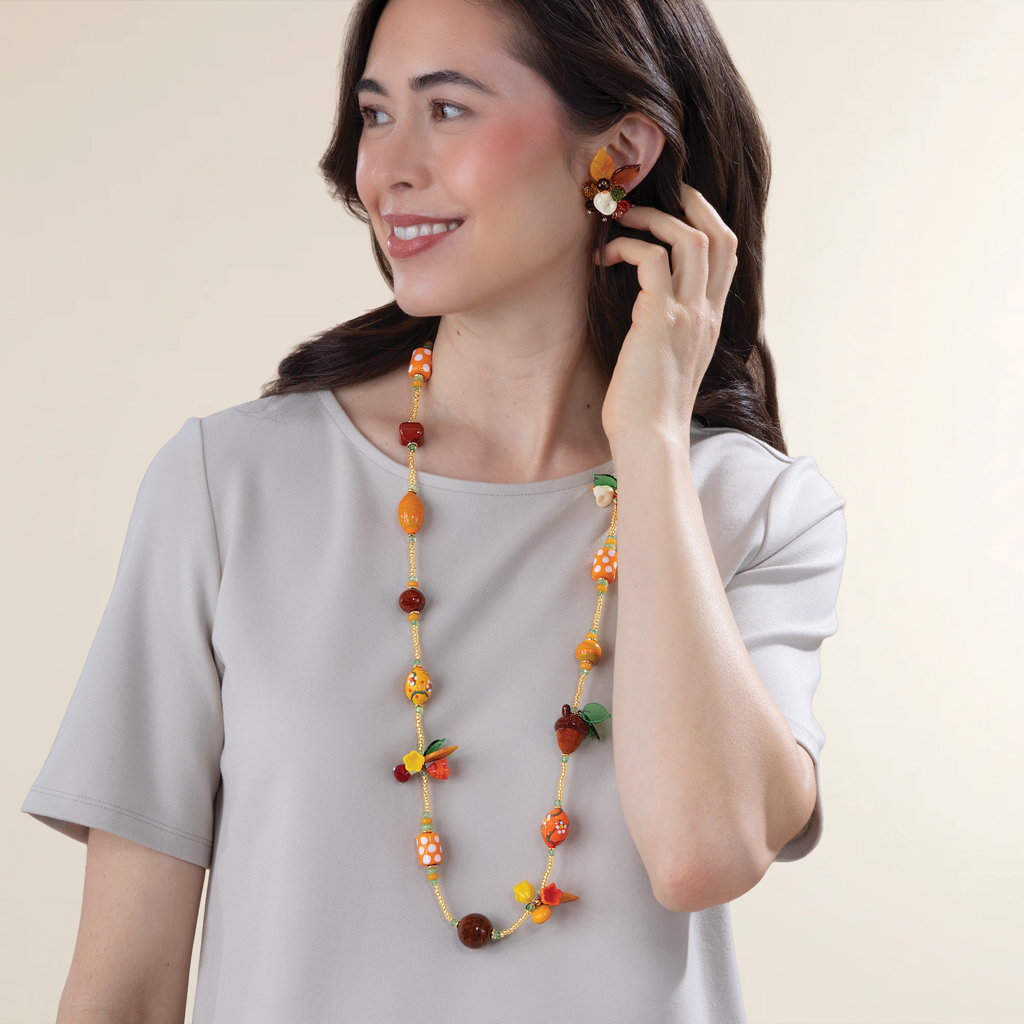 Murano Glass Harvest Canopy Bouquet Statement Clip-On Earrings (Preorder)
