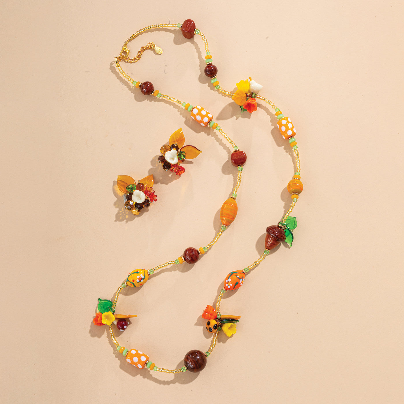 Murano Glass Harvest Canopy Bouquet Statement Clip-On Earrings (Preorder)