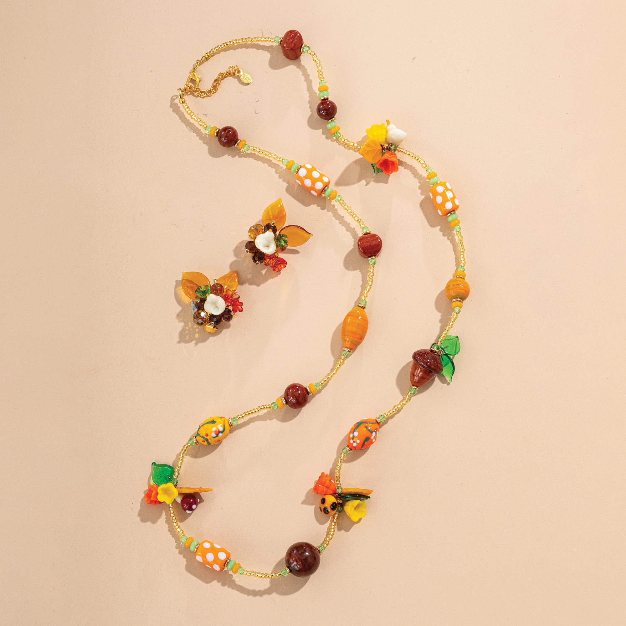 Murano Glass Harvest Canopy Bouquet Statement Clip-On Earrings (Preorder)